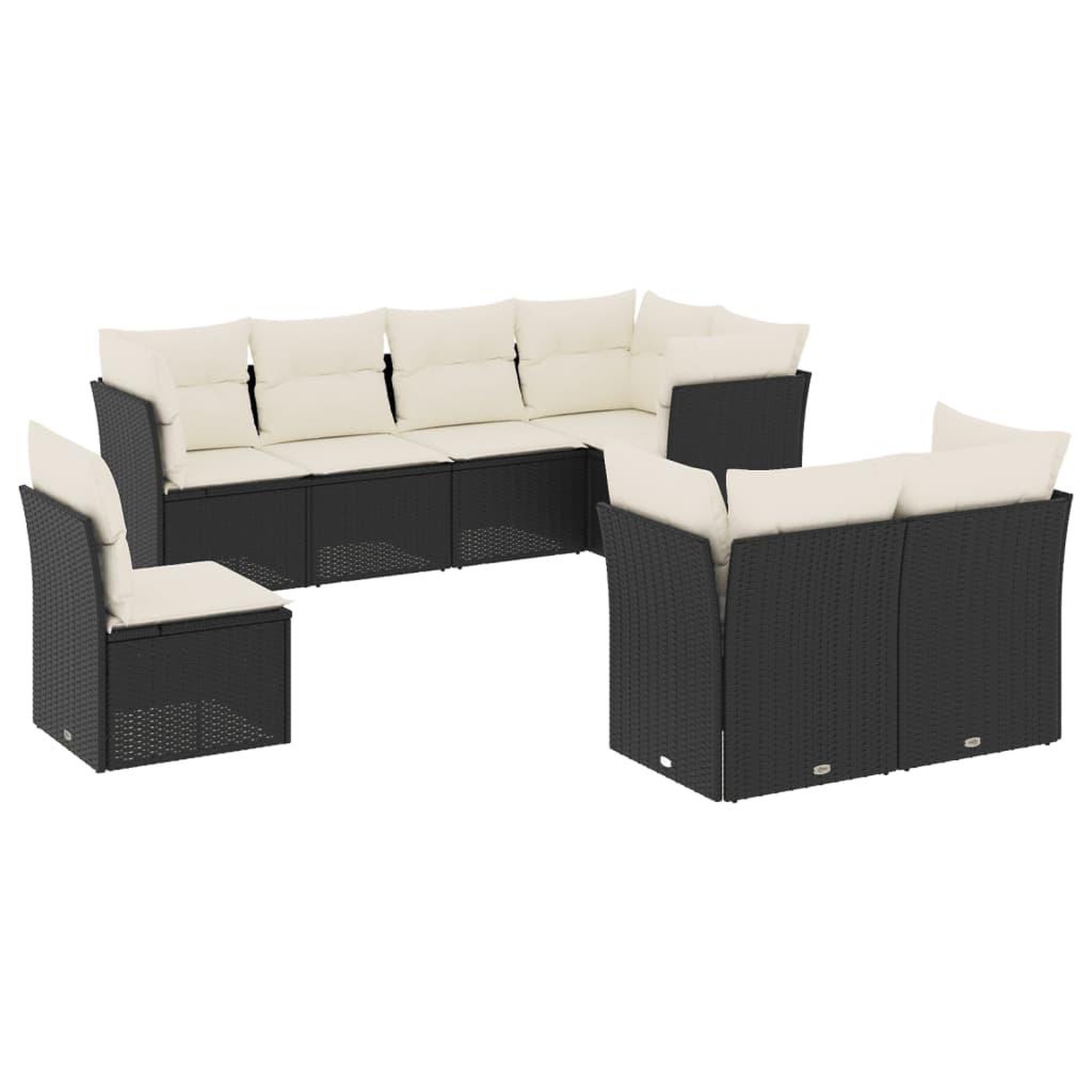 Voir la diapositive 2 : VIDAXL Salon de jardin 8 pcs avec coussins noir resine tressee