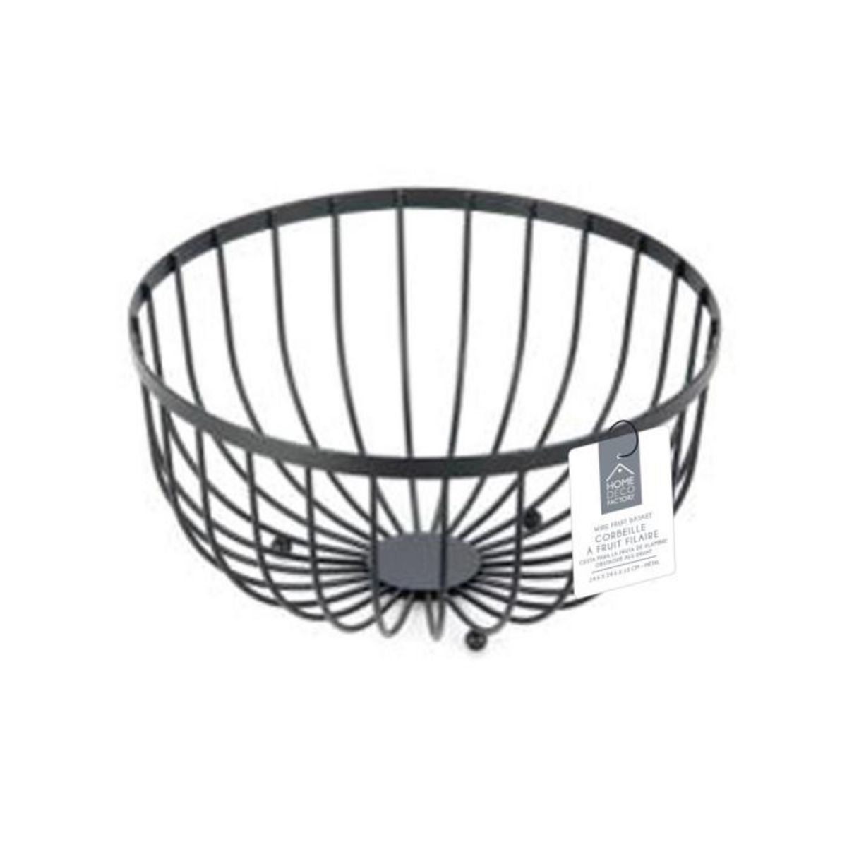 Paris Prix Corbeille à Fruits Design  Filaire  24cm Noir