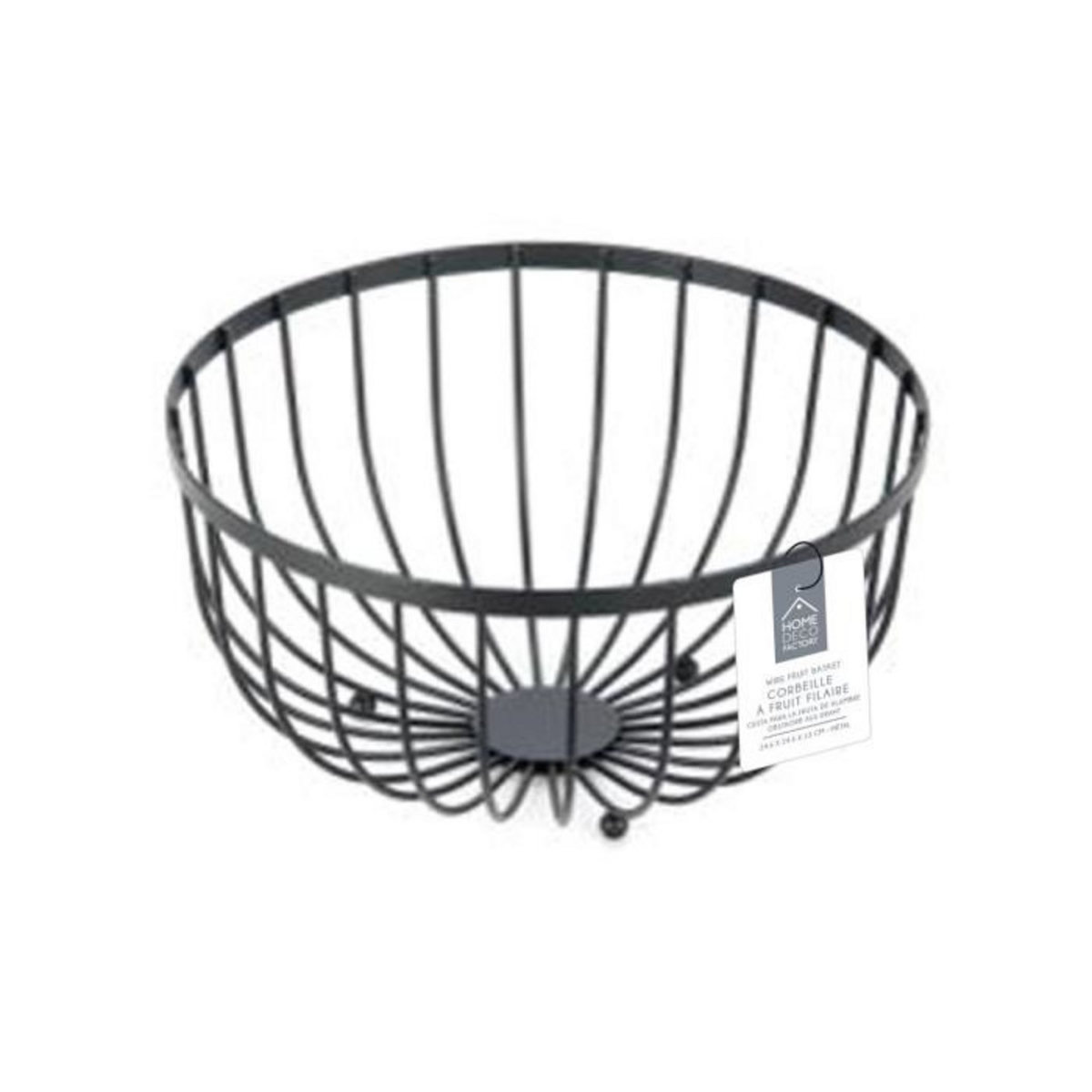 Paris Prix Corbeille à Fruits Design  Filaire  24cm Noir