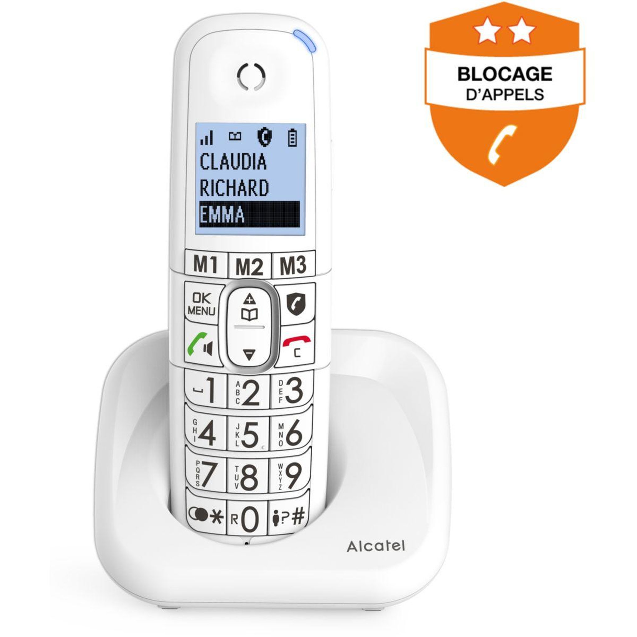 Voir la diapositive 2 : Alcatel Téléphone sans fil XL785 Solo Blanc