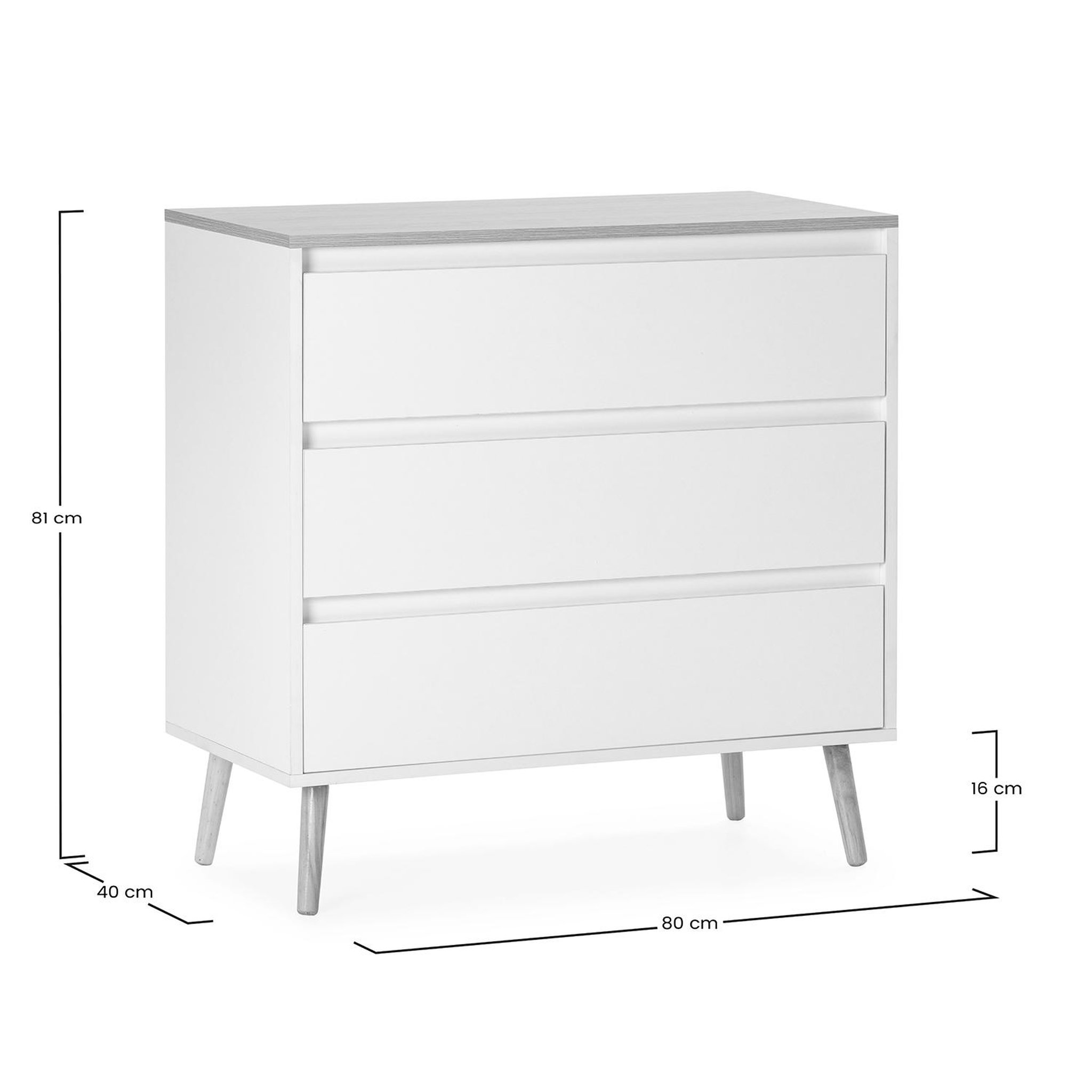Voir la diapositive 6 : VS VENTA-STOCK Commode Desi 3 tiroirs couleur Blanc