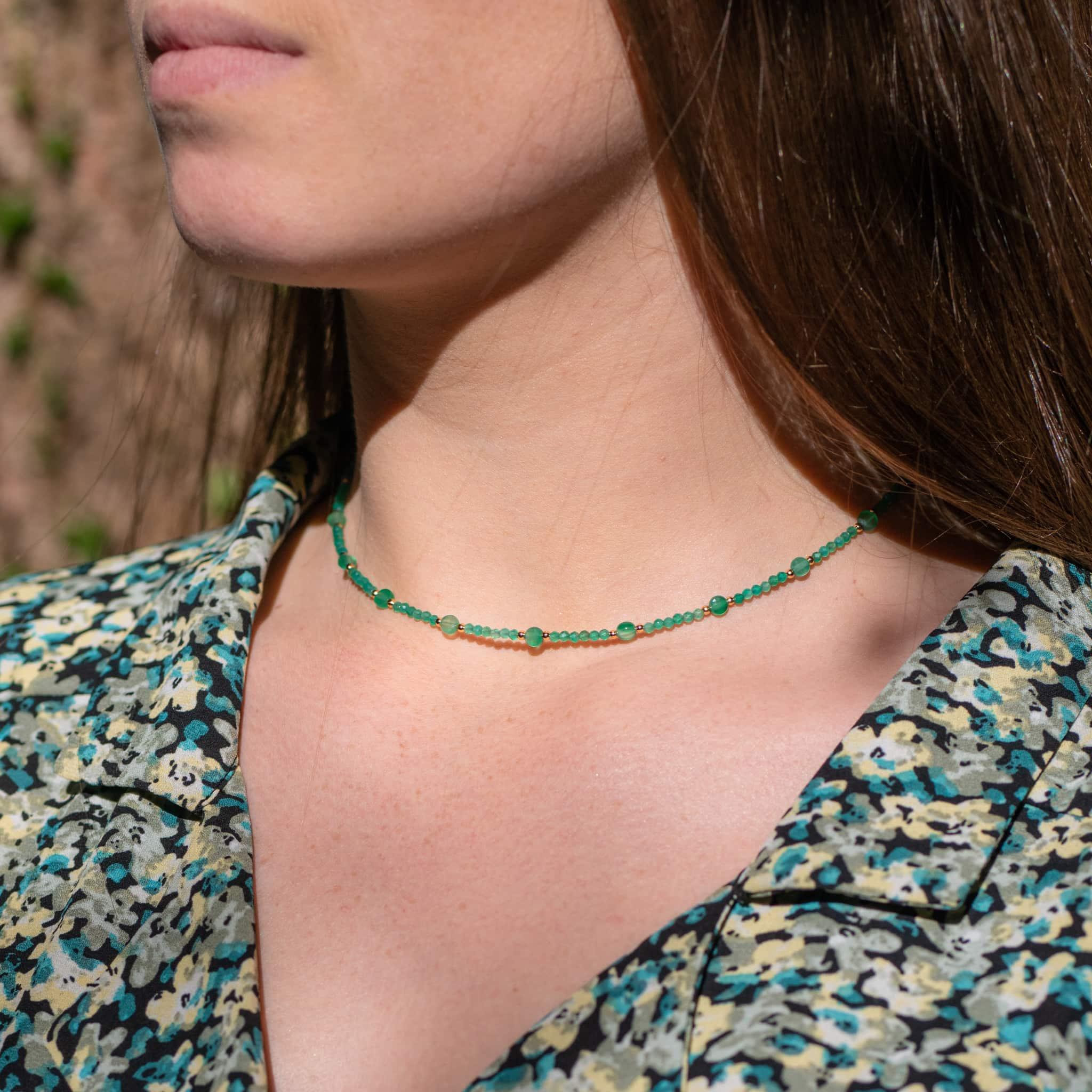 Voir la diapositive 3 : SLOYA Collier Paloma en pierres Agate Verte
