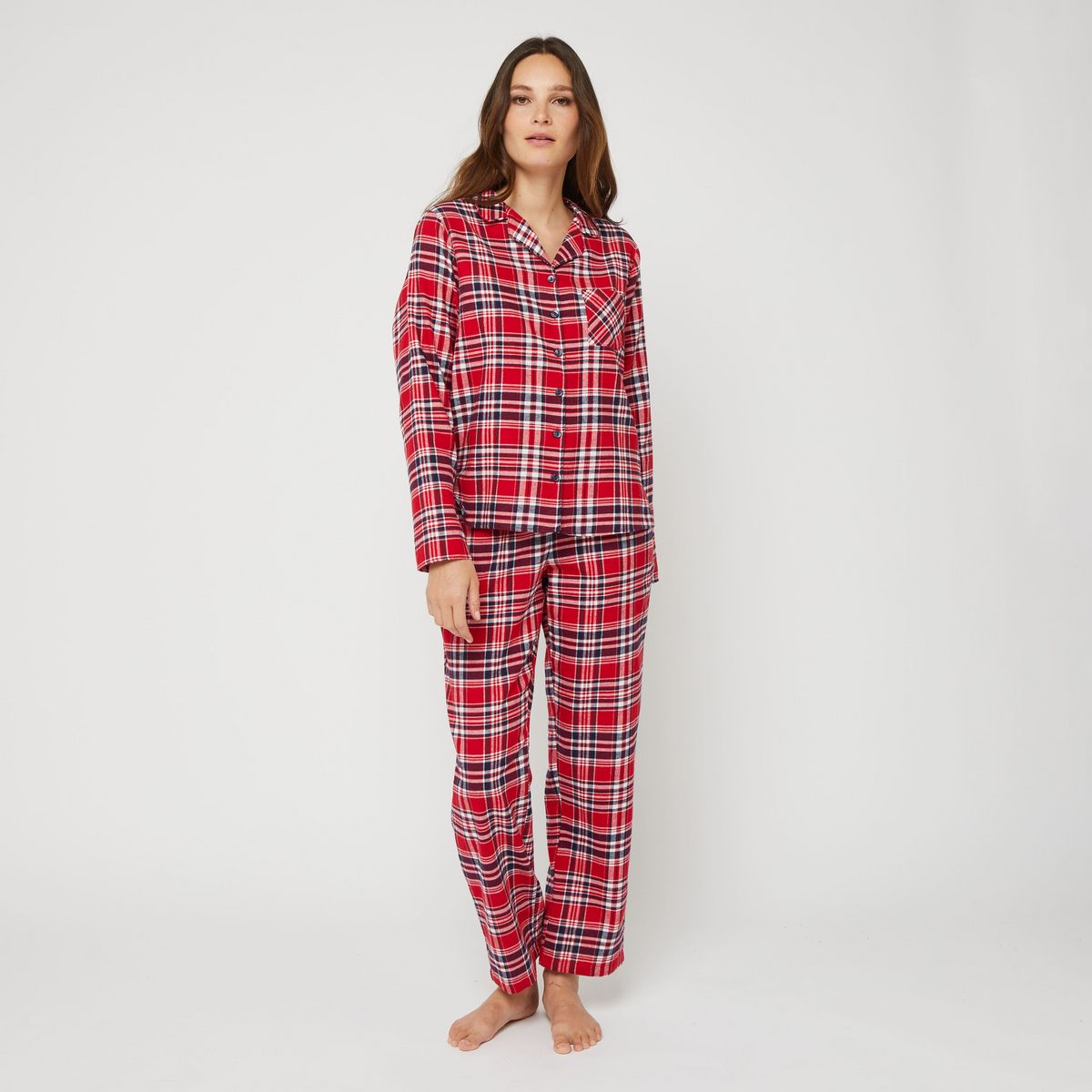 INEXTENSO Pyjama flanelle rouge de Noël en coton femme