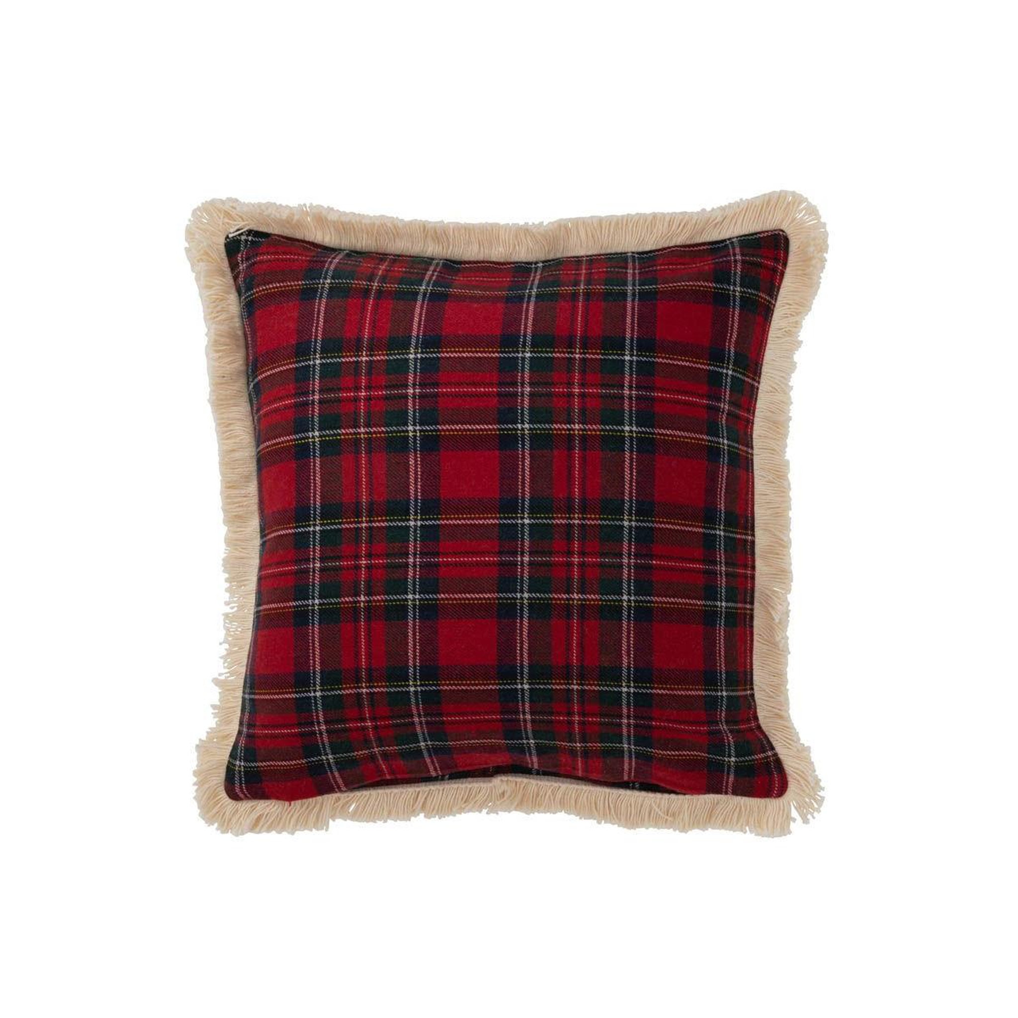 Voir la diapositive 2 : J-LINE Coussin déco à carreaux  famille  45x45cm rouge