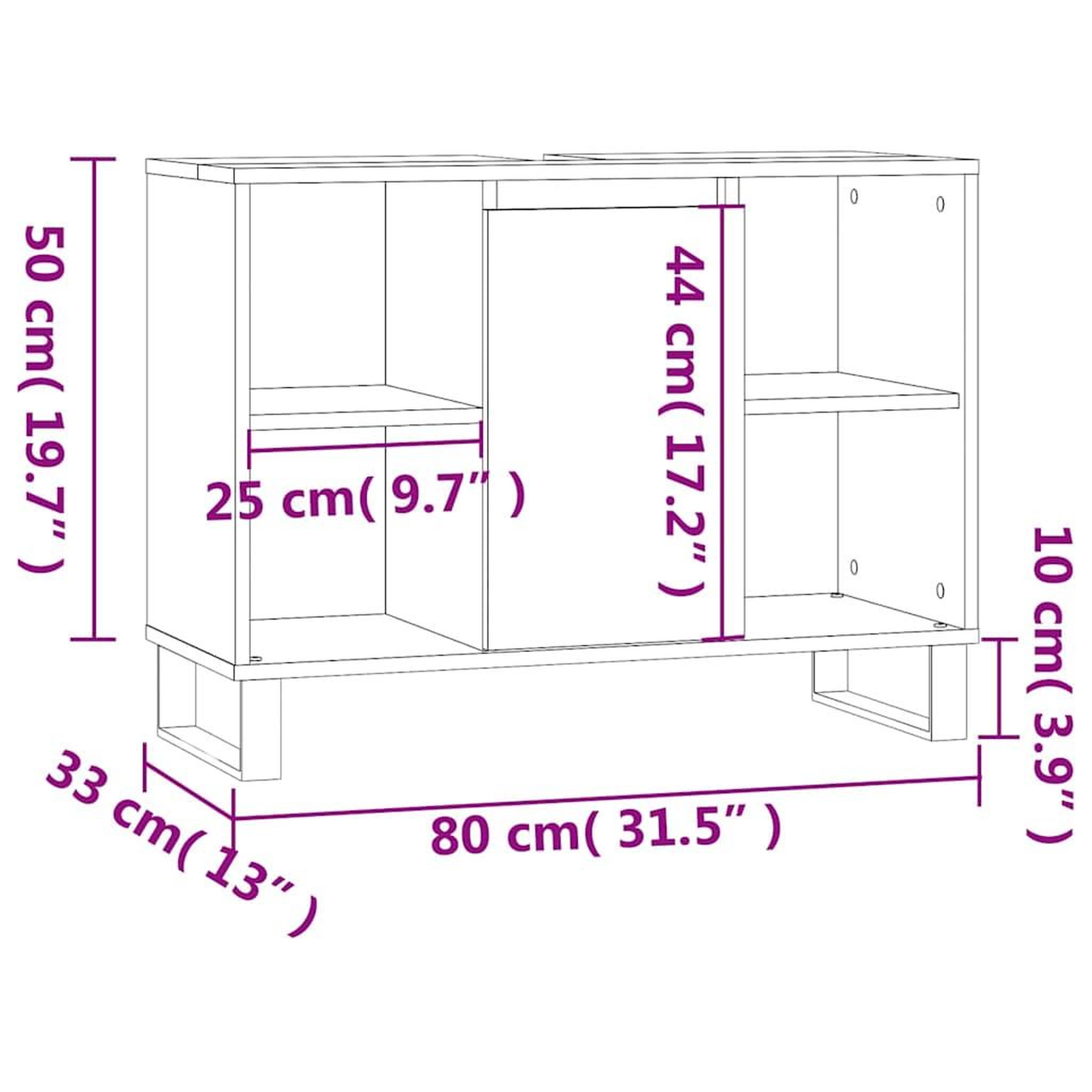 Voir la diapositive 6 : VIDAXL Armoire salle de bain chene marron 80x33x60cm bois d'ingenierie