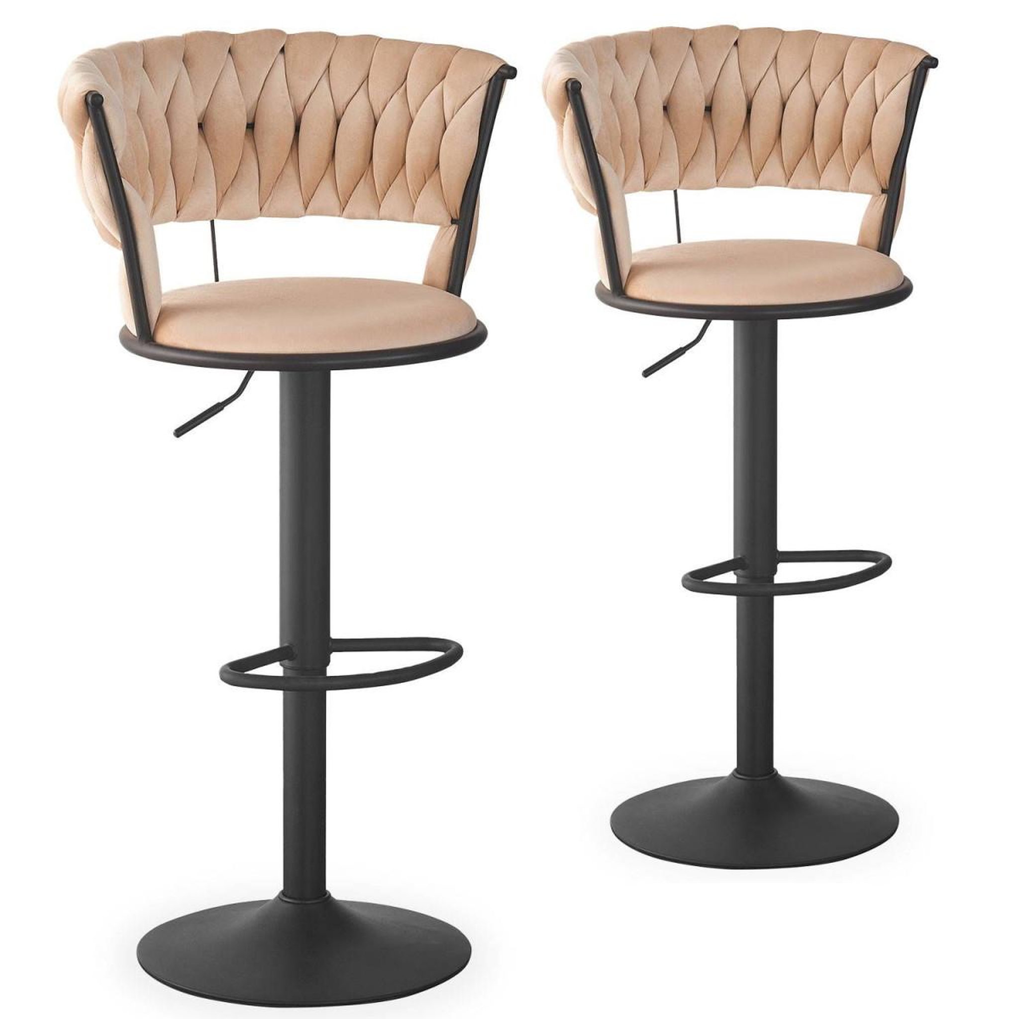 Voir la diapositive 2 : Paris Prix Lot de 2 chaises de bar en velours  odyssée  87-109cm beige