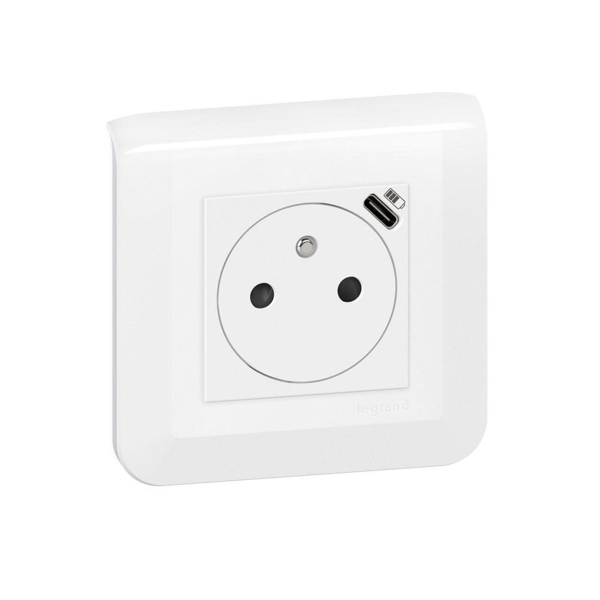 Legrand Prise avec terre et USB C, LEGRAND Mosaic, blanc