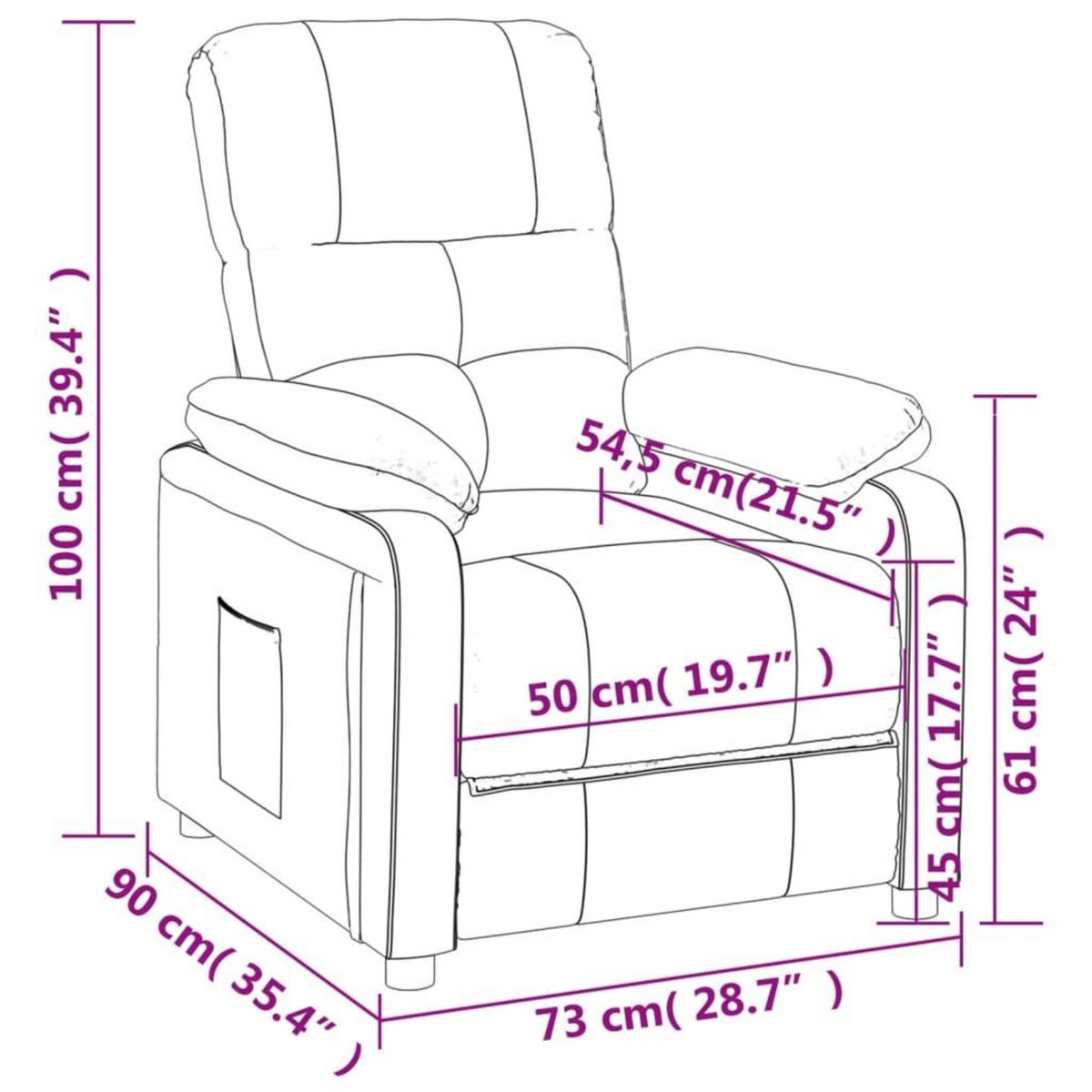 VIDAXL Fauteuil inclinable Noir Tissu