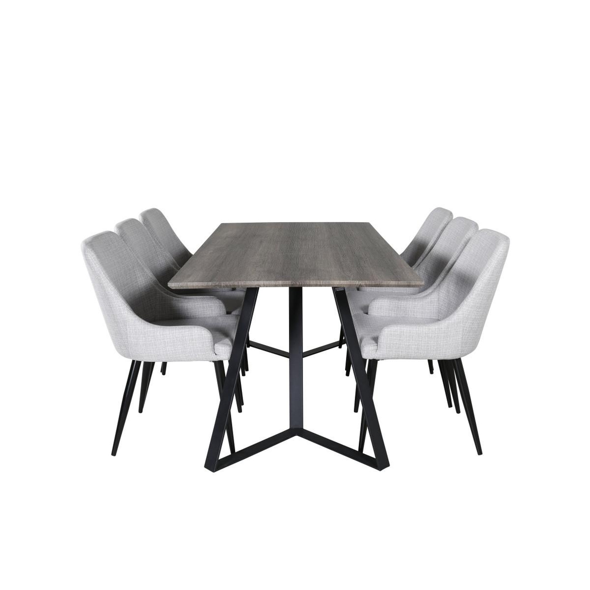 Voir la diapositive 2 : Paris Prix Ensemble table à manger & 6 chaises  marina & plaza  180cm naturel & gris