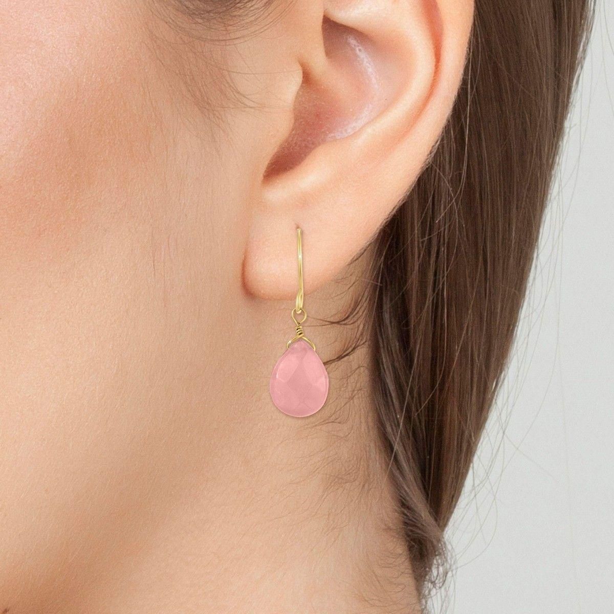 SC BOHEME Boucles d'oreilles SC Bohème ornées de quartz rose