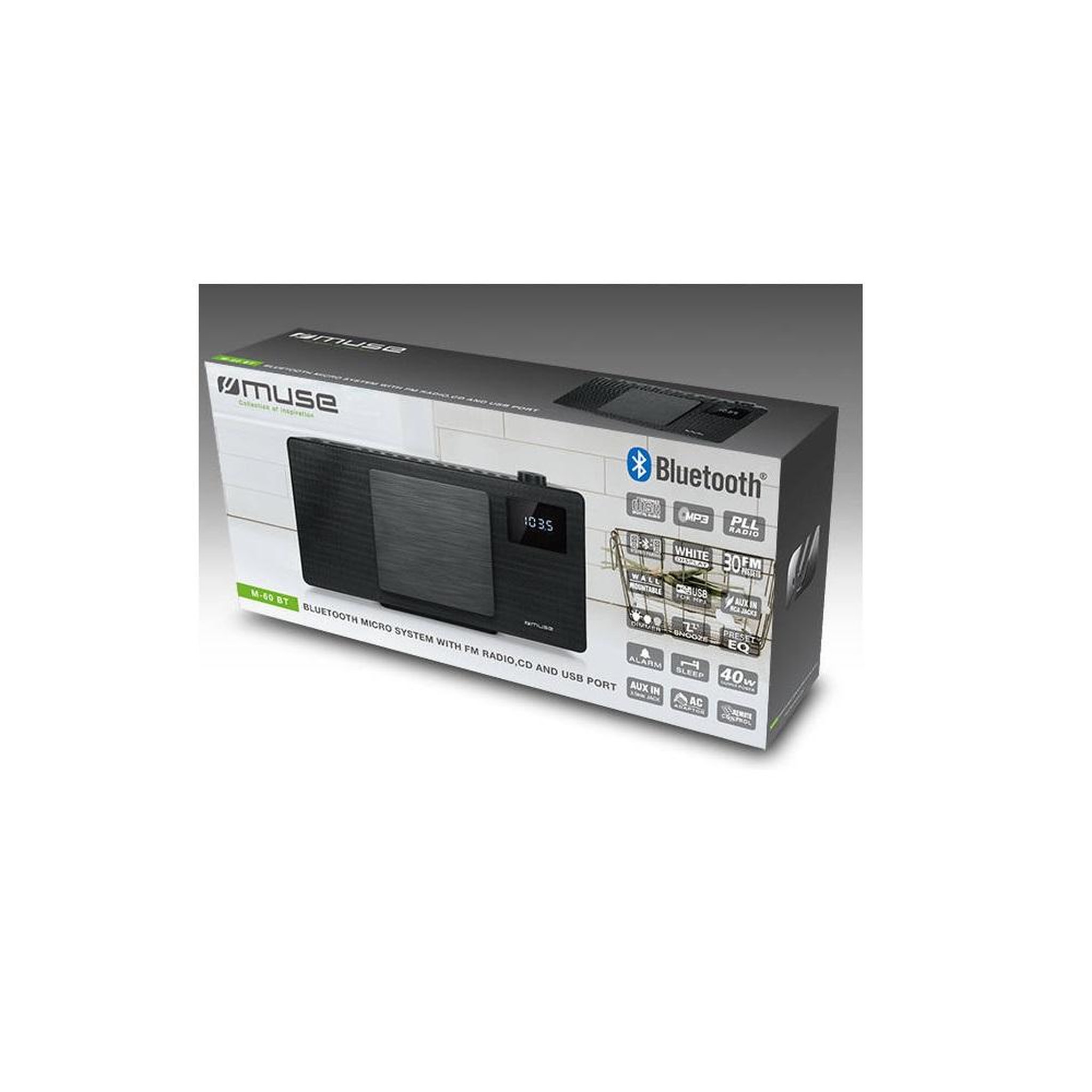 Voir la diapositive 6 : Muse Micro-chaîne 40w noir avec bluetooth - m60bt
