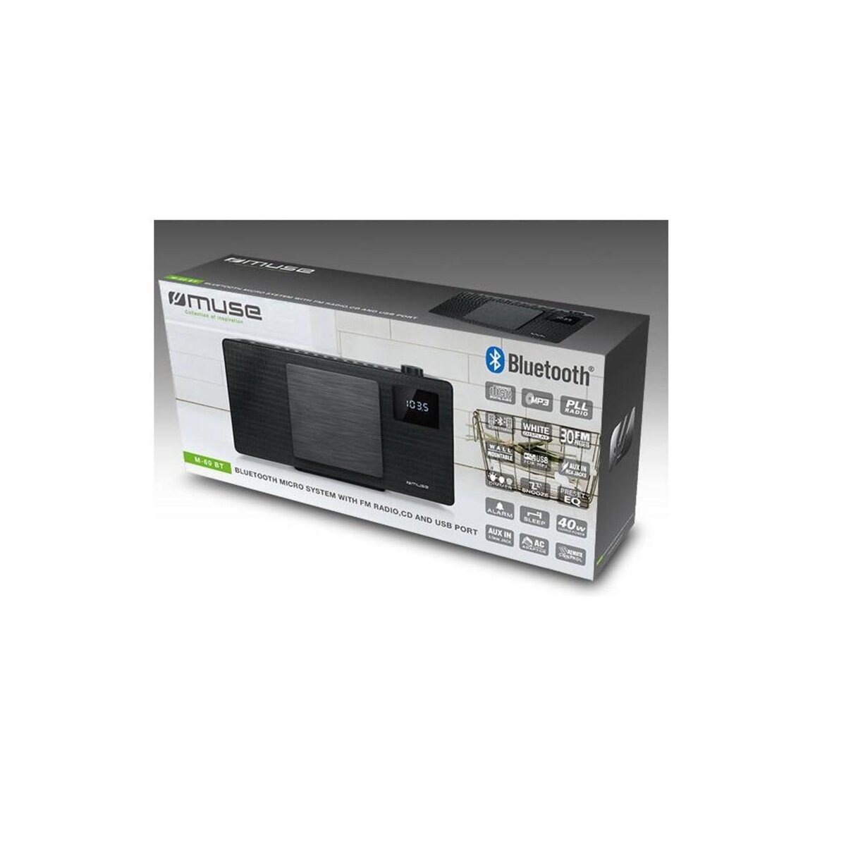 Muse Micro-chaîne 40w noir avec bluetooth - M60BT