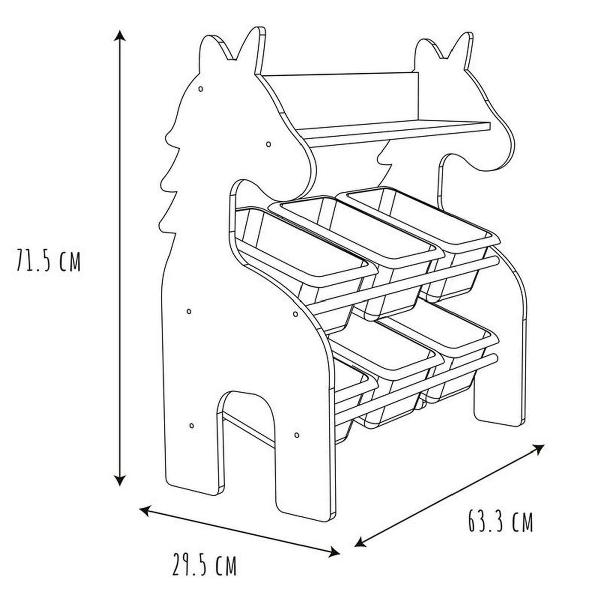 TOILINUX Meuble de rangement Licorne 6 bacs et 1 étagère