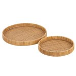 Paris Prix Lot de 2 Plateaux Déco  Rond Rotin  40cm Naturel