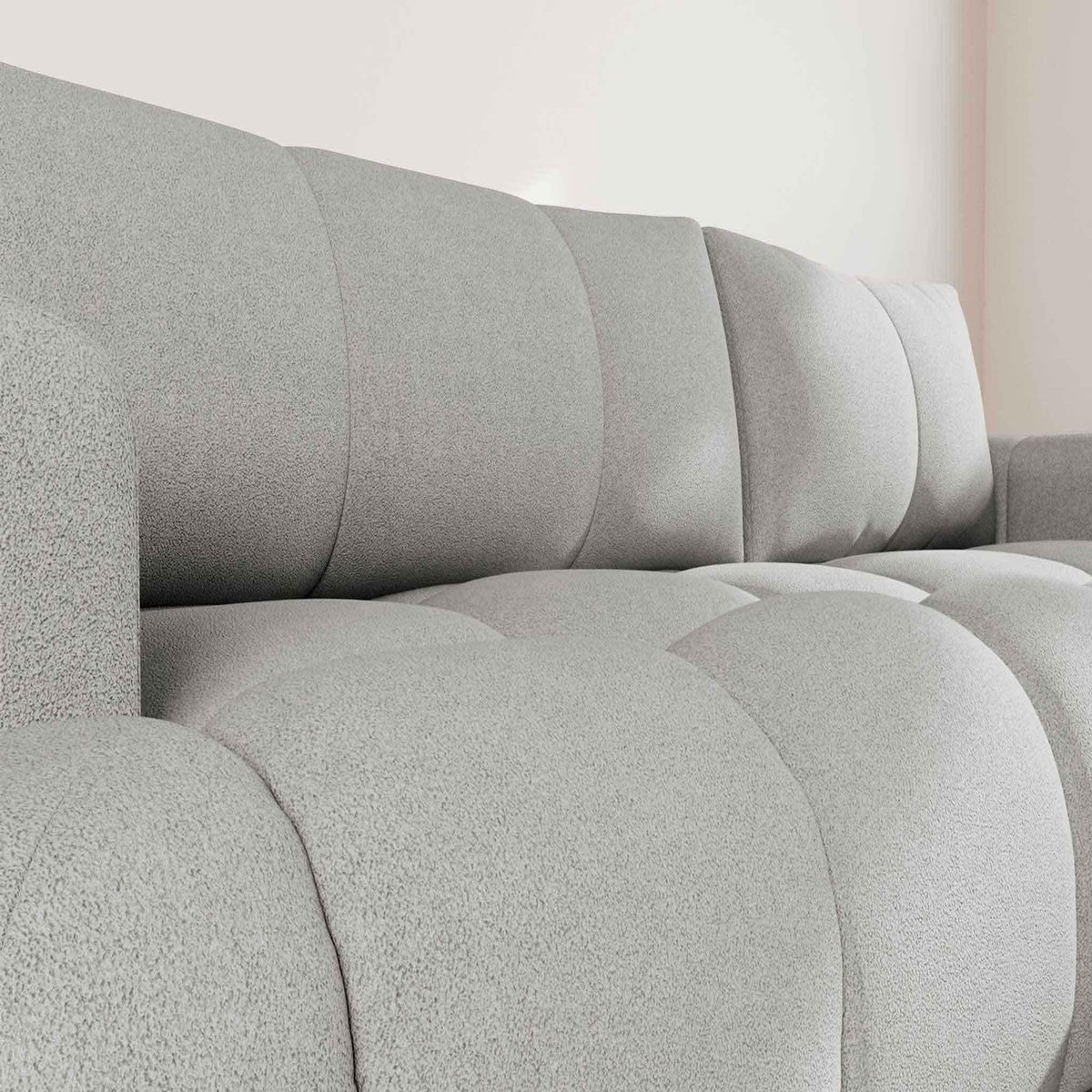 BEST MOBILIER Yulin - canapé d'angle droit 4 places convertible avec coffre en tissu bouclette