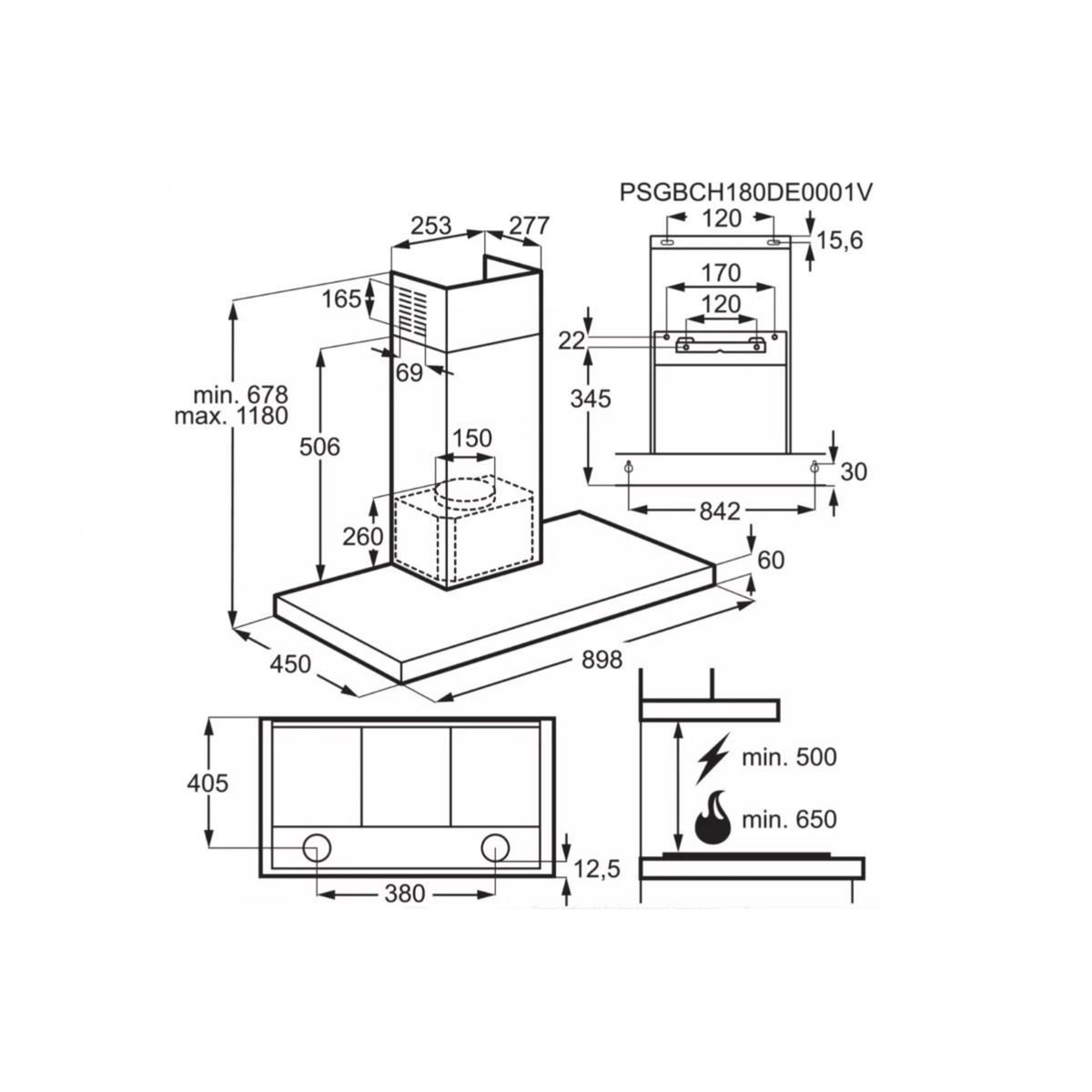 ELECTROLUX Hotte décorative murale 98.8cm 68db 600m³/h noir - LFT419K1