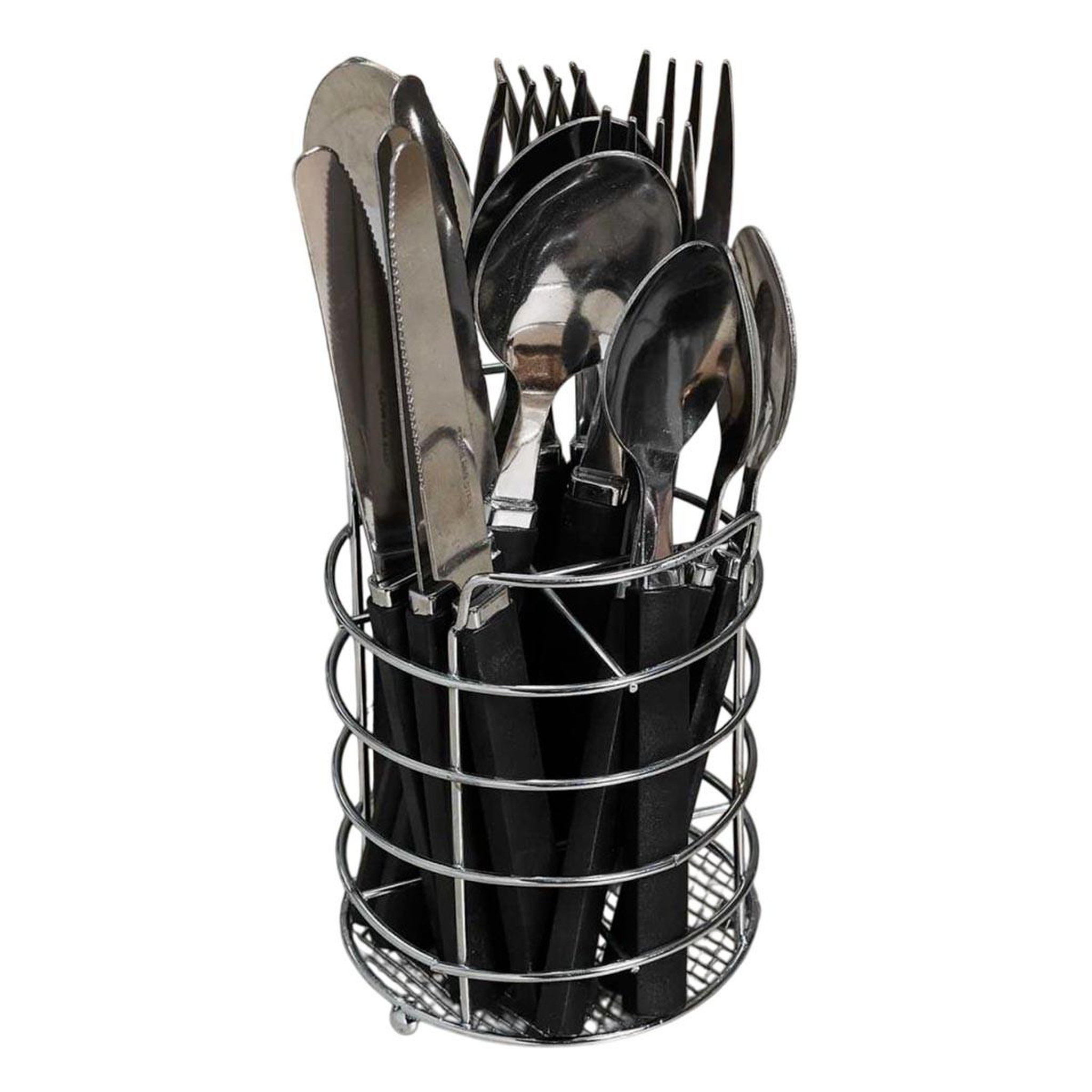 The Home Deco Factory Ménagère 16 Pièces Avec Support  Essentiel  23cm Gris