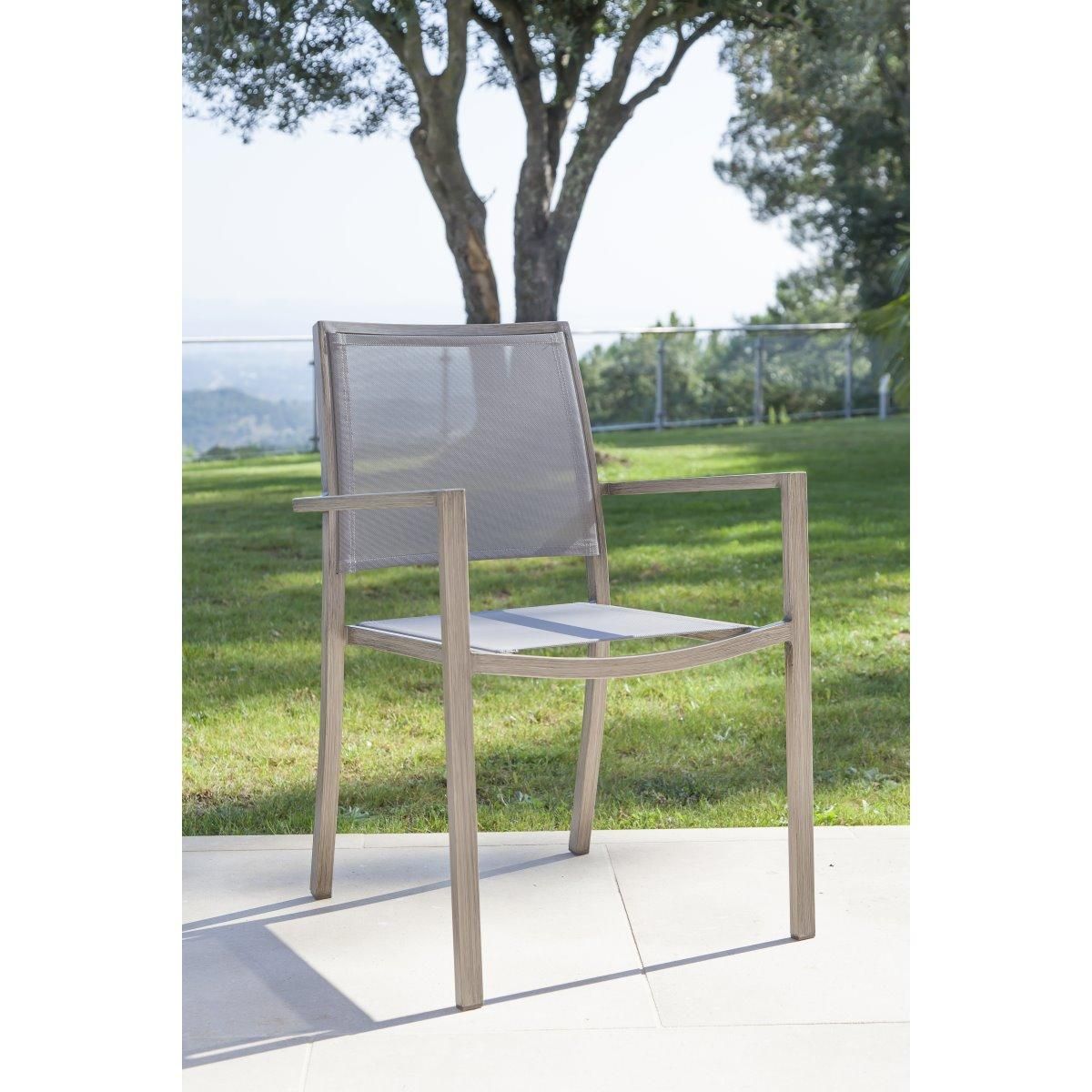 Fauteuil de jardin442980 empilable aluminium textilène TABIA