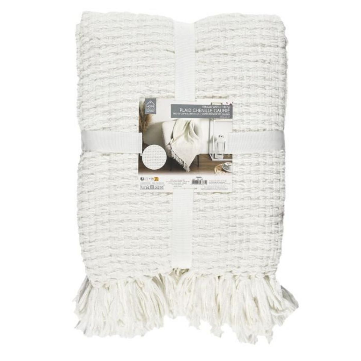 Paris Prix Plaid Chenille Gaufré  Crush  125x150cm Blanc