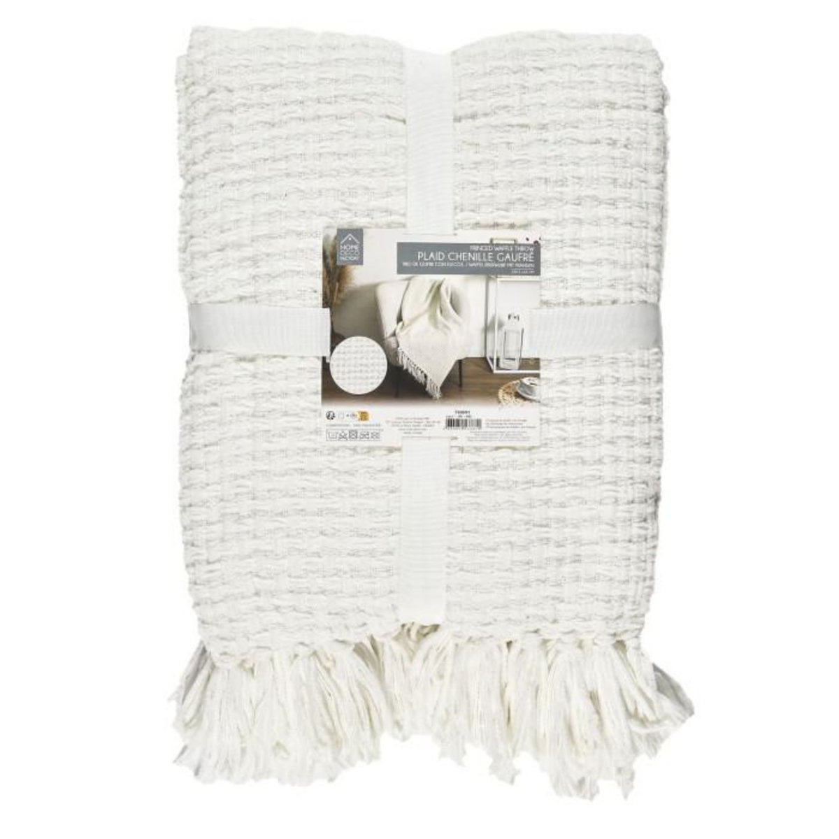 Paris Prix Plaid Chenille Gaufré  Crush  125x150cm Blanc