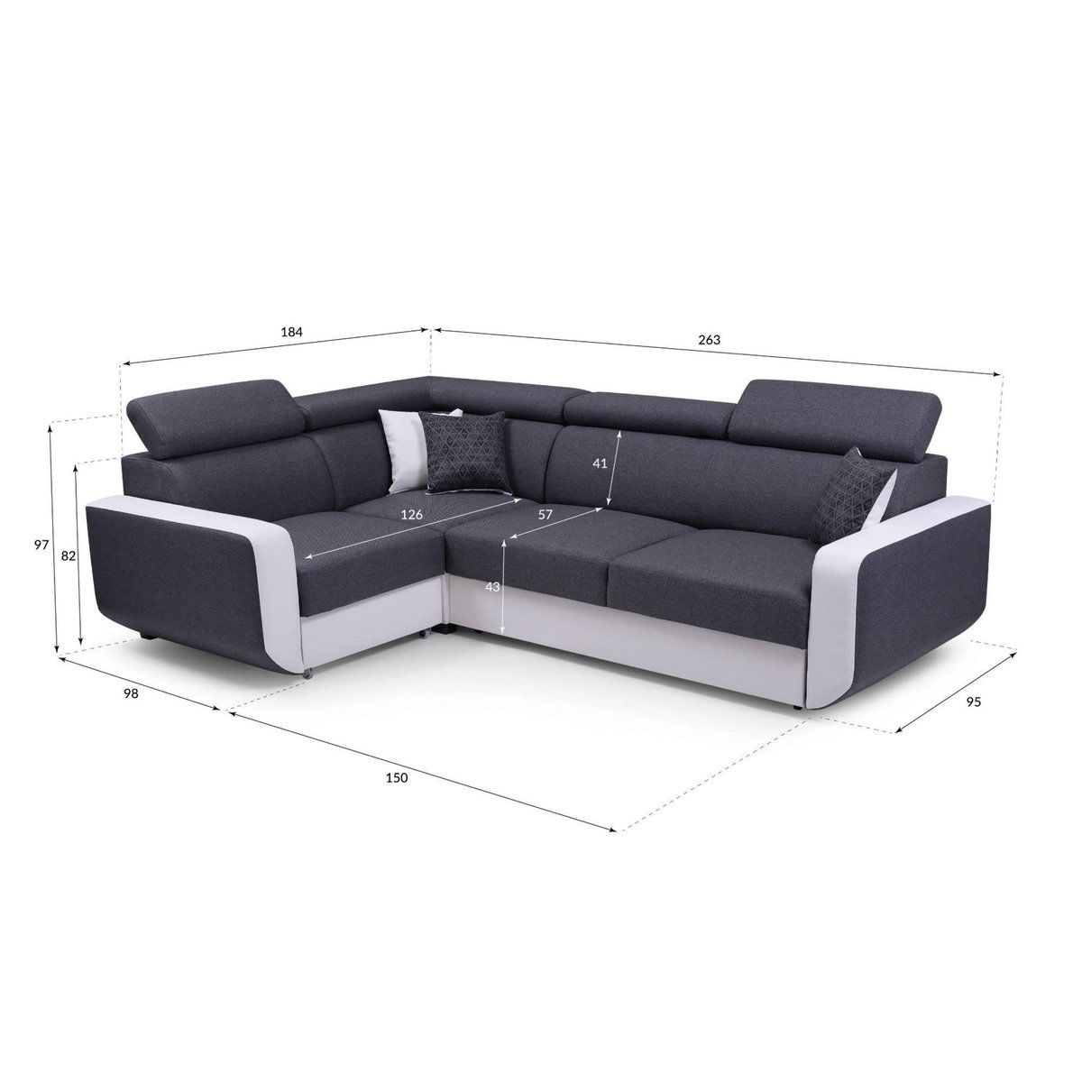 LISA DESIGN Dustin - canapé d'angle l réversible - 5 places - convertible avec coffre - têtieres réglables