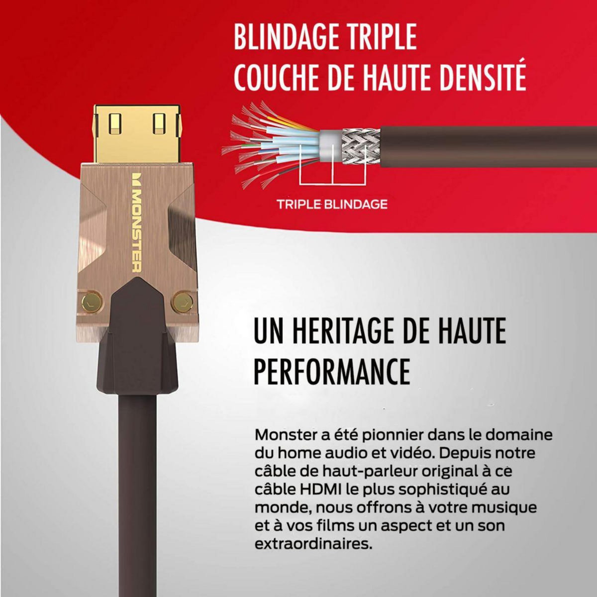 Monster Cable Câble HDMI M2000 UHD 4K HDR10+ 25GBPS 5M