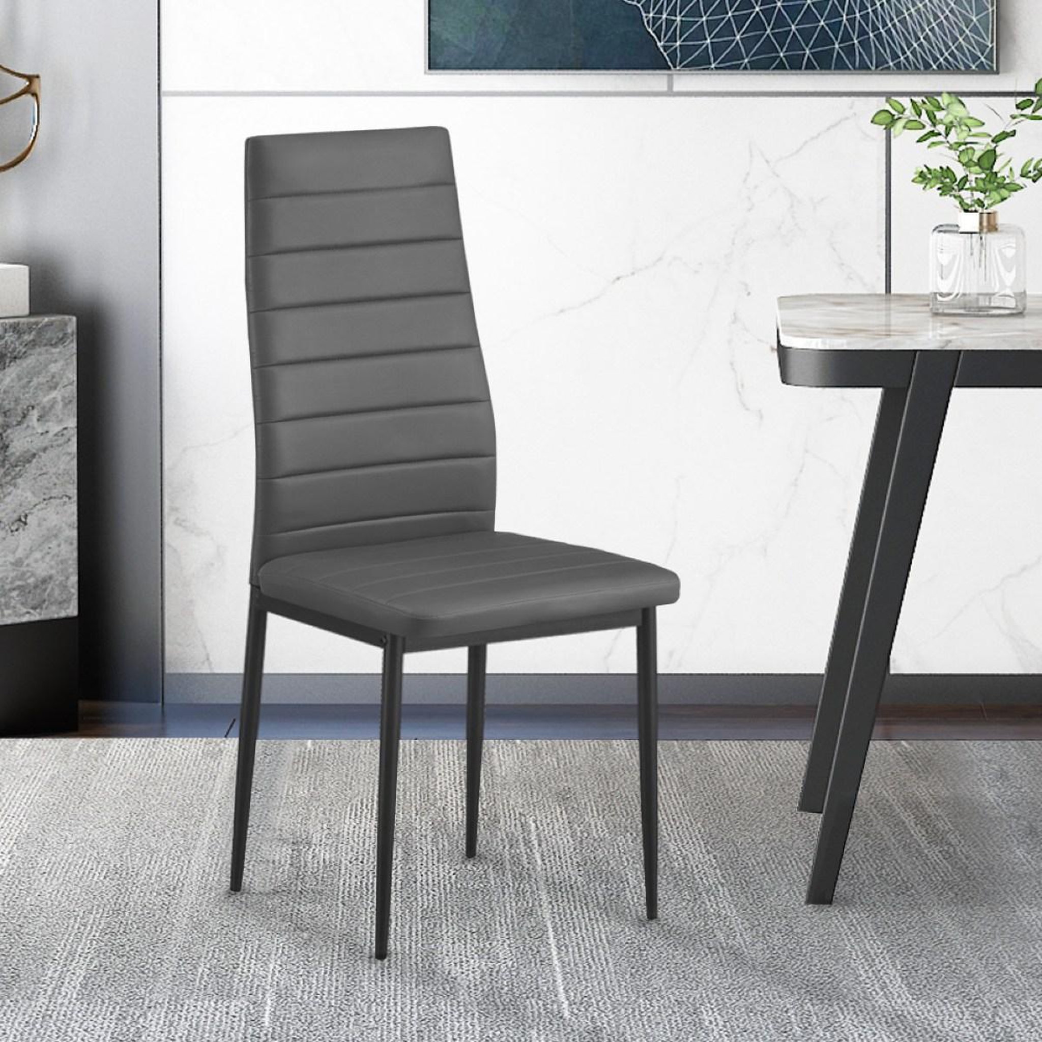 Voir la diapositive 2 : JLC KREATION Chaise moderne grise en pu oskar ( lot  de 4 )