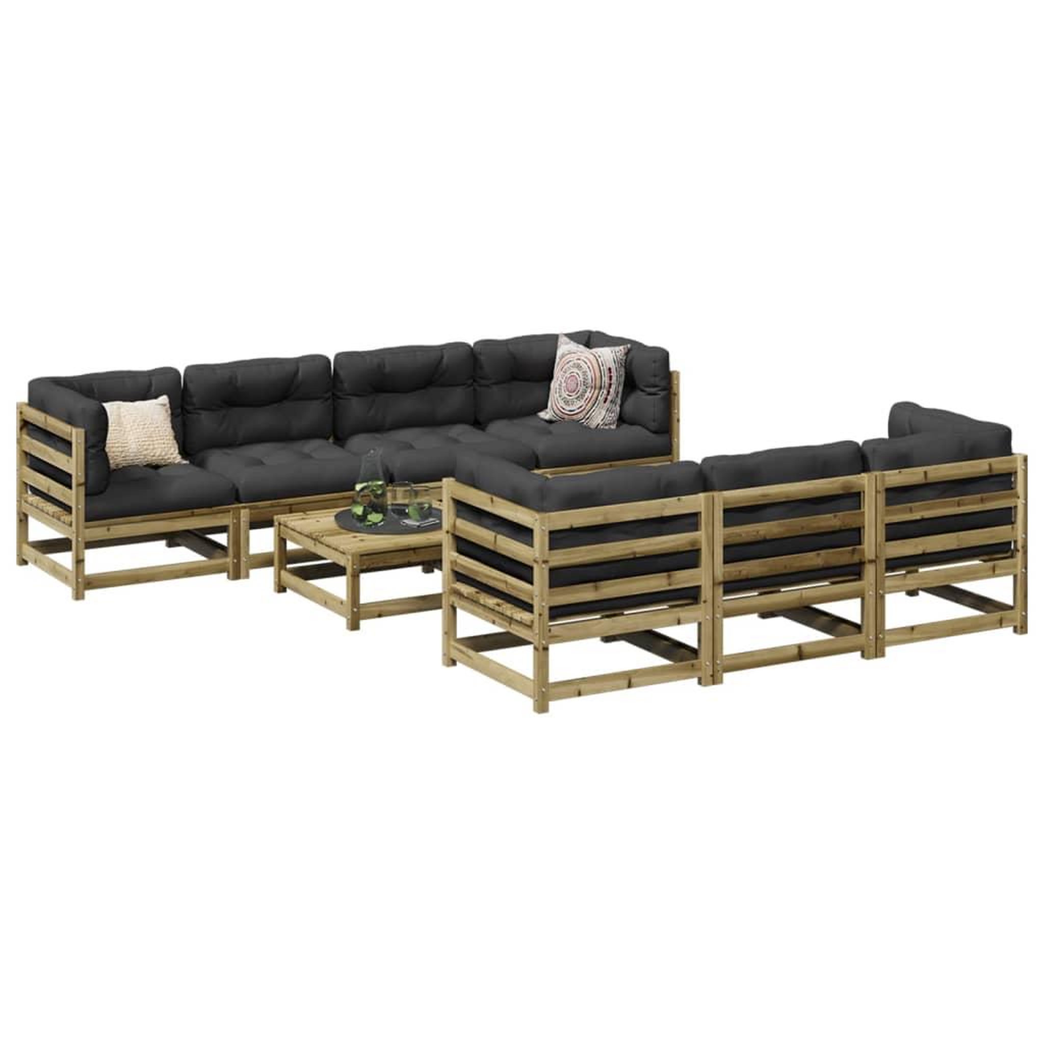 Voir la diapositive 1 : VIDAXL Salon de jardin 8 pcs avec coussins bois de pin impregne