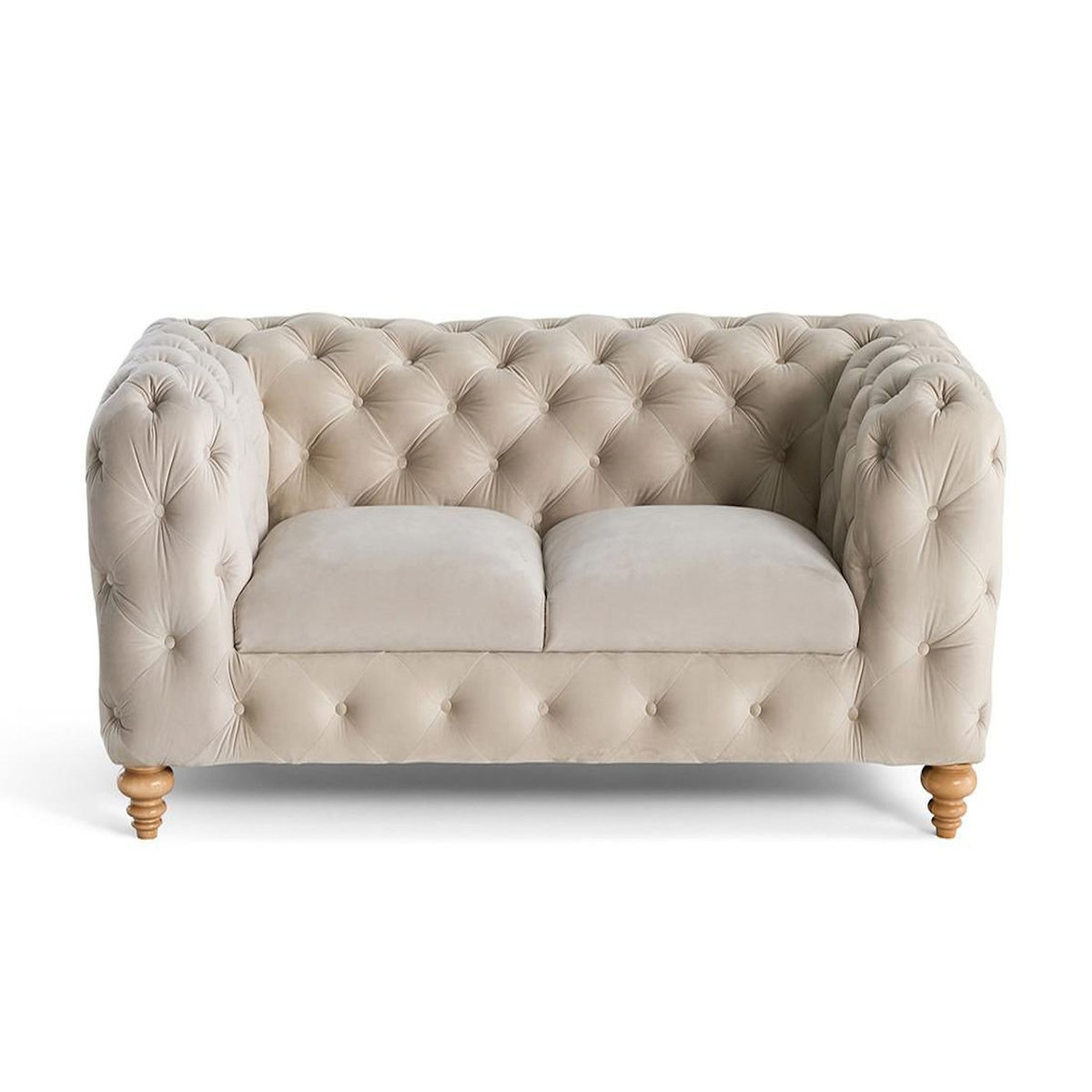 LISA DESIGN Walter - canapé 2 places chesterfield en velours - pieds bois