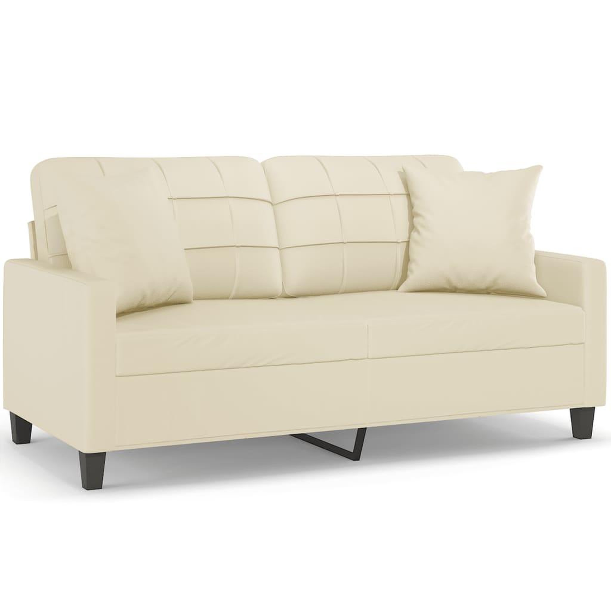 Voir la diapositive 2 : VIDAXL Canape 2 places avec oreillers creme 140 cm similicuir