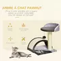 PAWHUT Arbre à chat griffoir grattoir design jeu boule suspendue + plateforme peluche sisal naturel gris