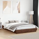 VIDAXL Cadre de lit avec LED sans matelas chene marron 150x200 cm