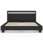 Voir la diapositive 3 : ID MARKET Lit double NEO avec tête de lit LED intégrées et sommier 140 x 190 cm PVC noir