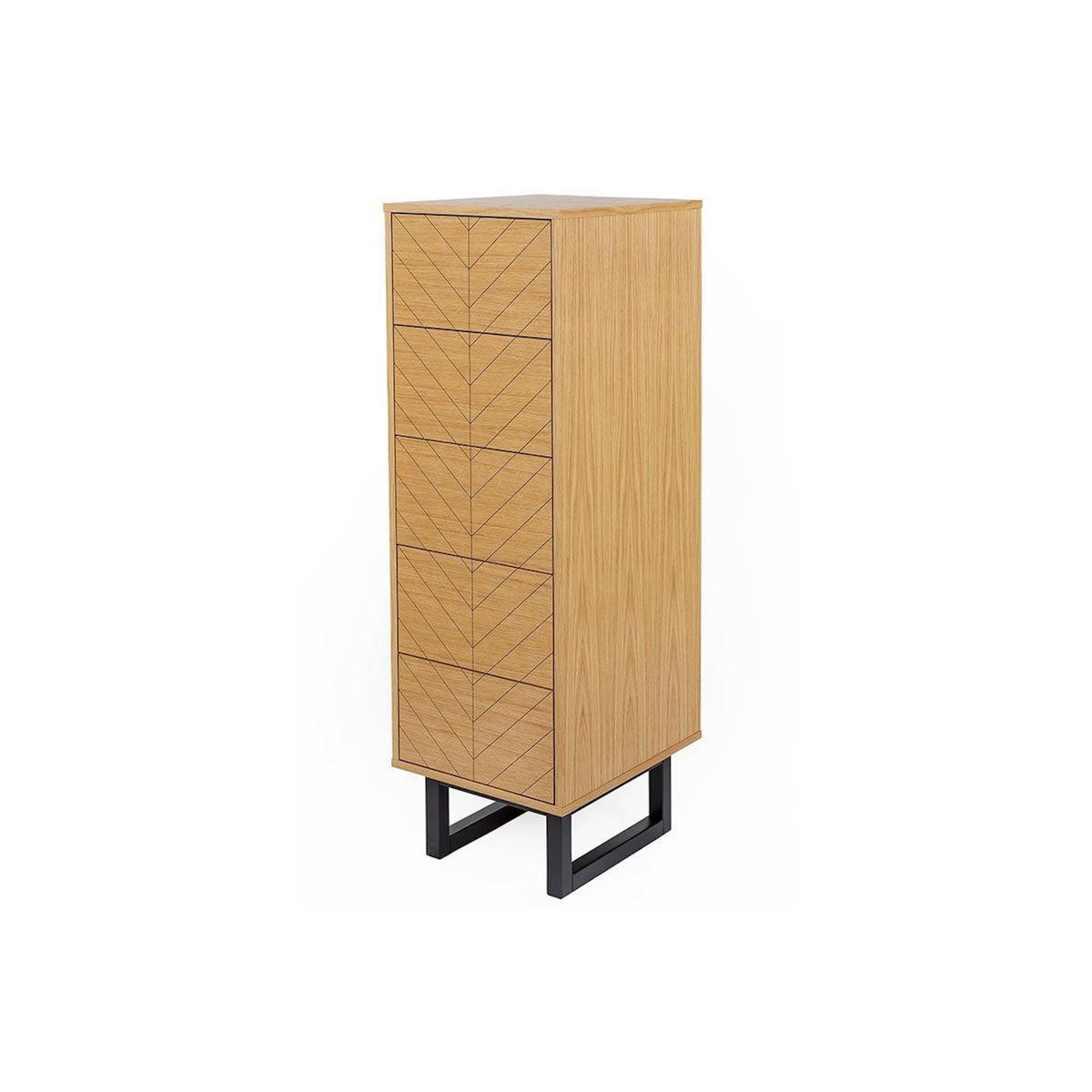 Paris Prix Chiffonnier 5 Tiroirs Chevrons  Camden  123cm Naturel