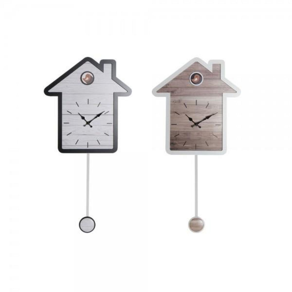 AAAAA Horloge Murale DKD Home Decor 32 x 5 x 56 cm Naturel Blanc Plastique Maison Bois MDF (2 Unités)