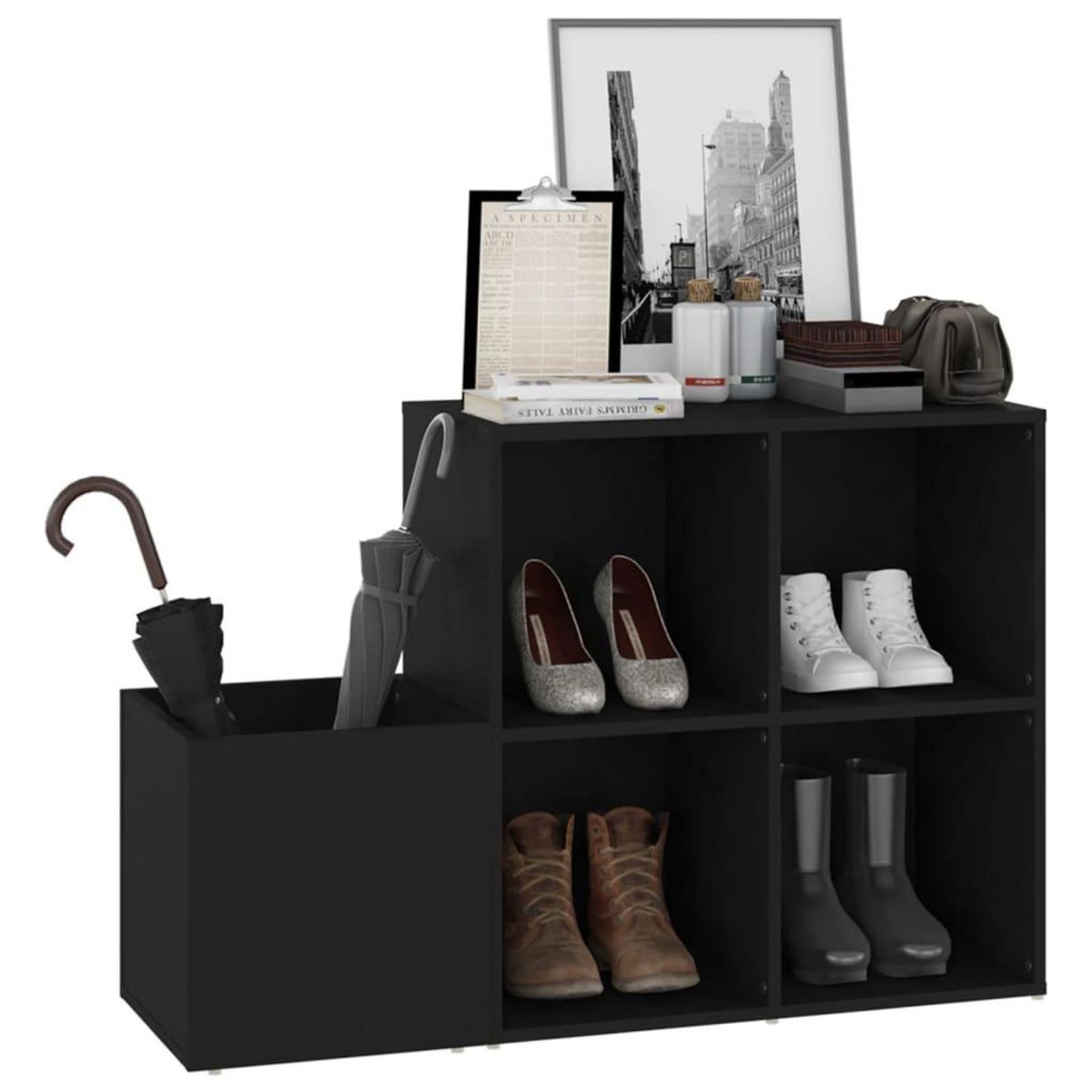 VIDAXL Armoire a chaussures d'entree noir bois d'ingenierie