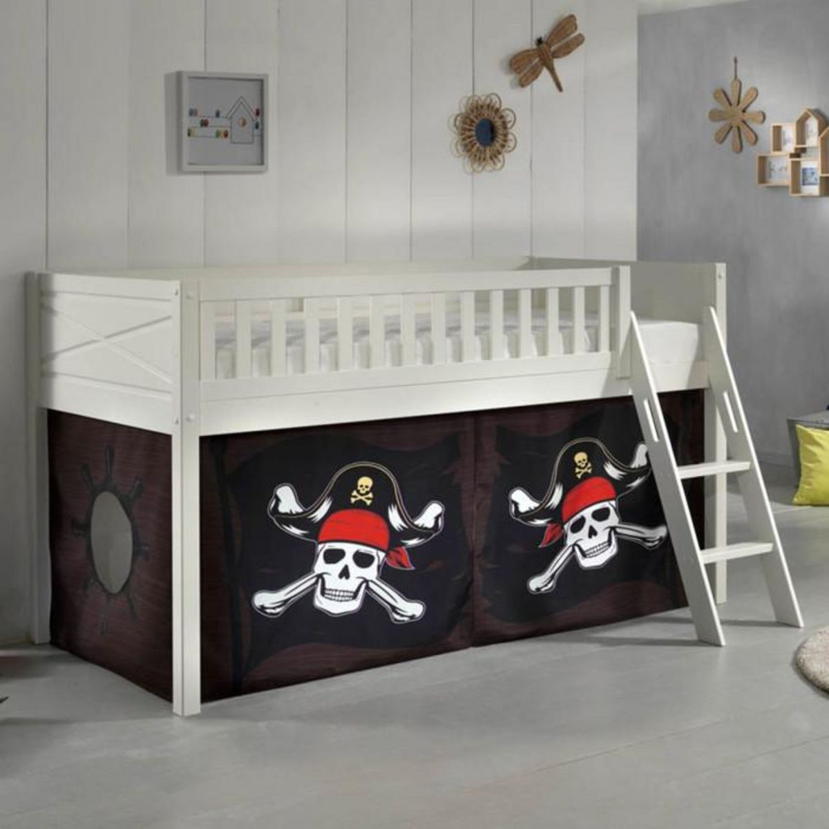 Paris Prix Lit Enfant Tente  Scott Caribian Pirates  90x200cm Blanc