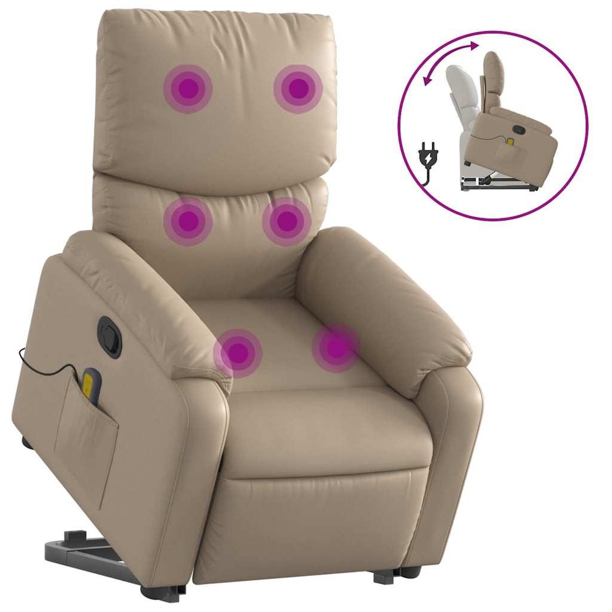 Voir la diapositive 2 : VIDAXL Fauteuil inclinable de massage Cappuccino Similicuir