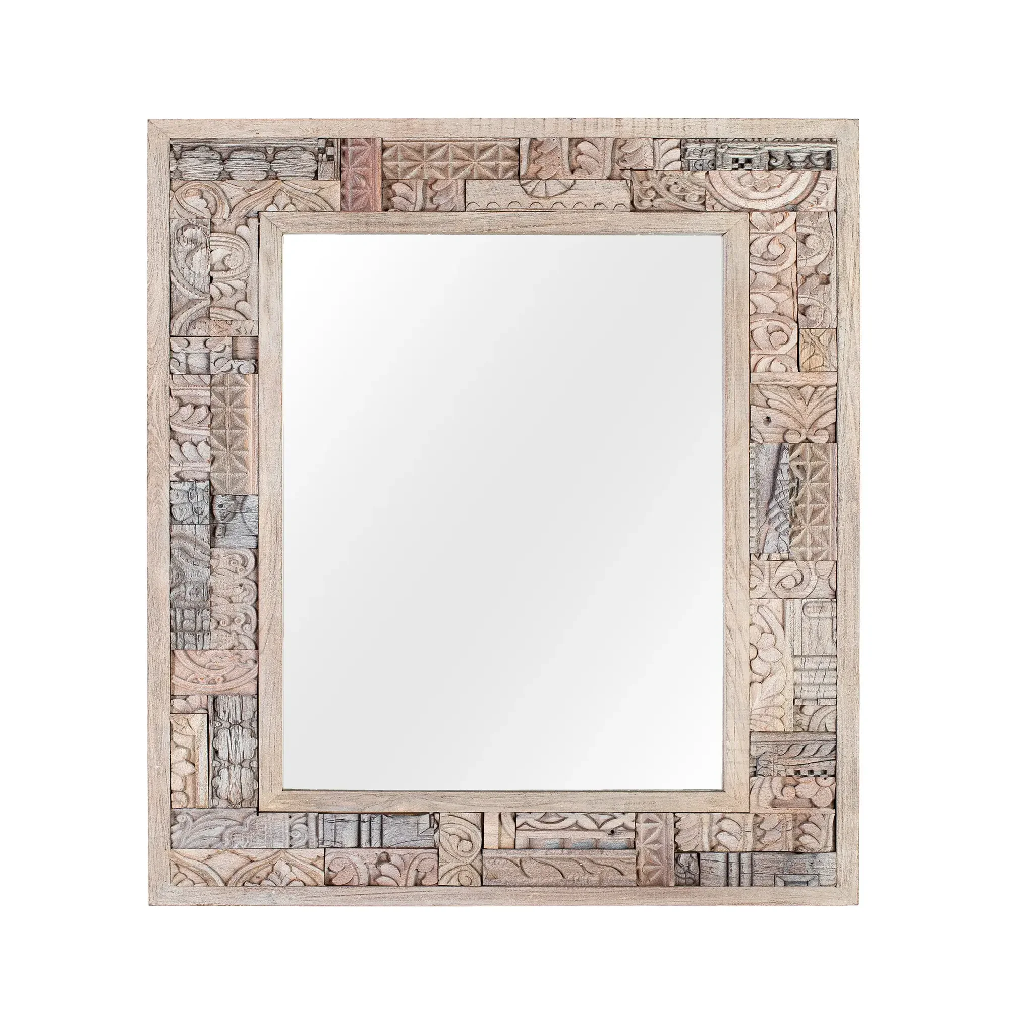 GINER Y COLOMER SL Miroir en bois de chêne récupéré 85cm style boho ethnique