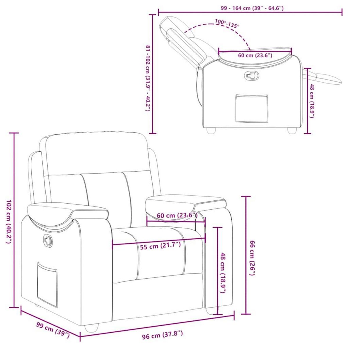 VIDAXL Fauteuil inclinable Noir Tissu