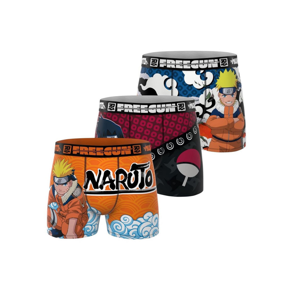 FREEGUN Lot de 3 boxers homme Naruto Classic