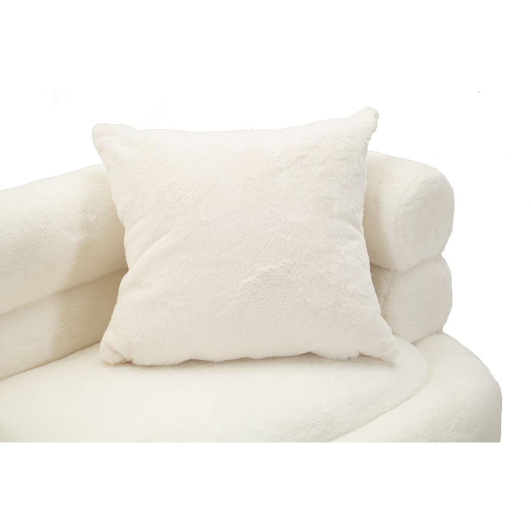 Voir la diapositive 5 : Paris Prix Canapé 2 places imitation fourrure  soffy+  133cm blanc & or