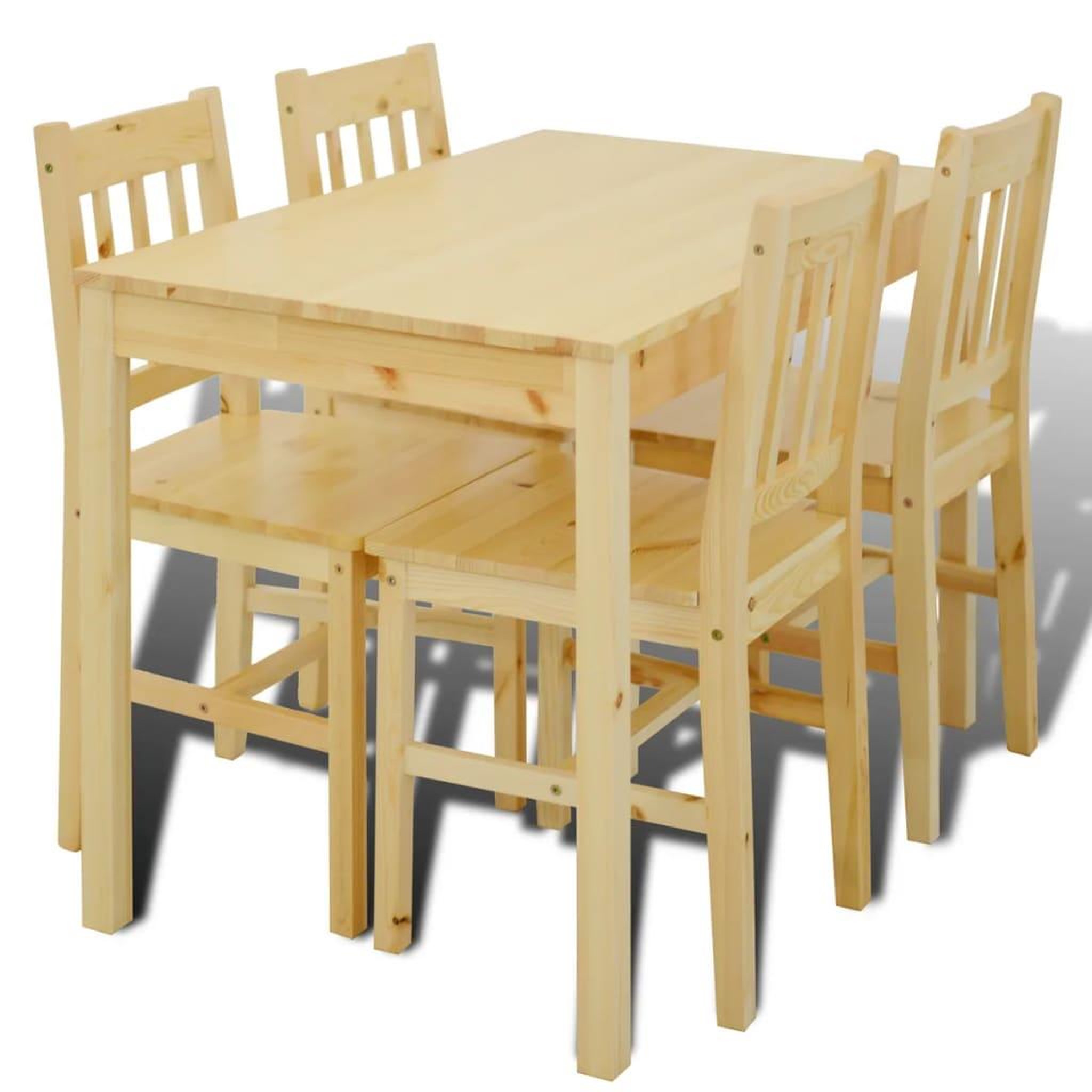 Voir la diapositive 2 : VIDAXL Table de salle a manger en bois avec 4 chaises Naturel