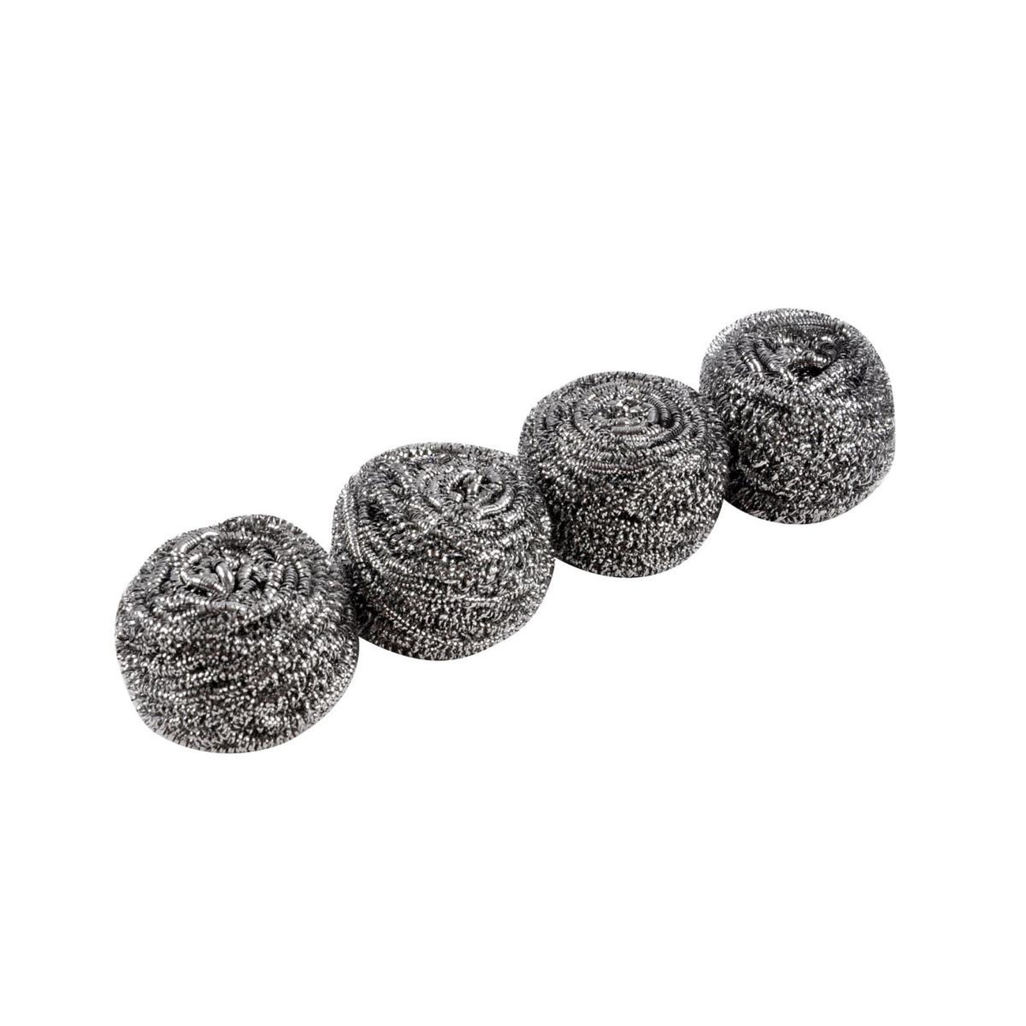HOMEA Lot 4 boules en inox  éponge  gris