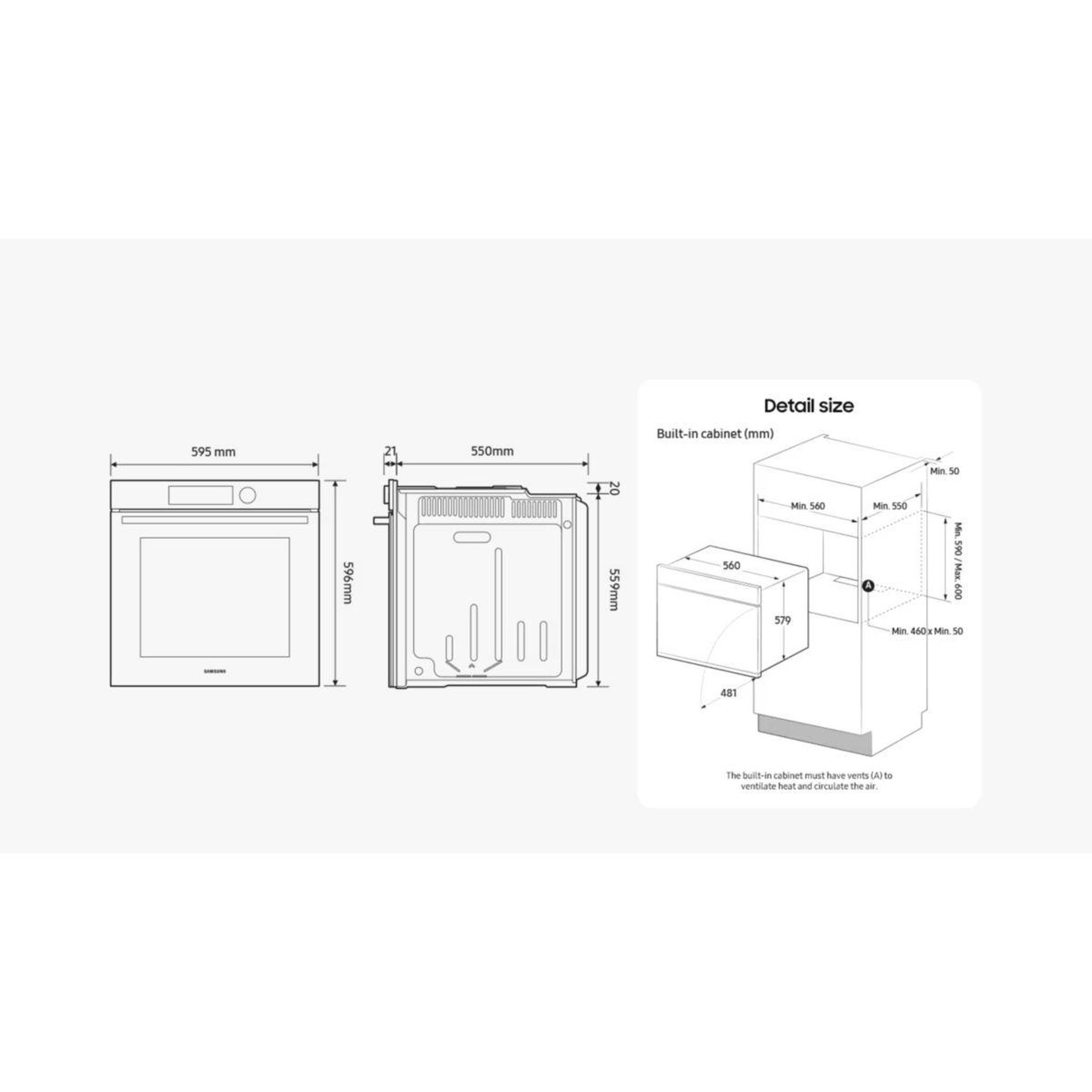 Voir la diapositive 5 : Samsung Four encastrable NV7B4450VCB - Double cavité - Pyrolyse - Chaleur pulsée - Rails télescopiques - Wifi