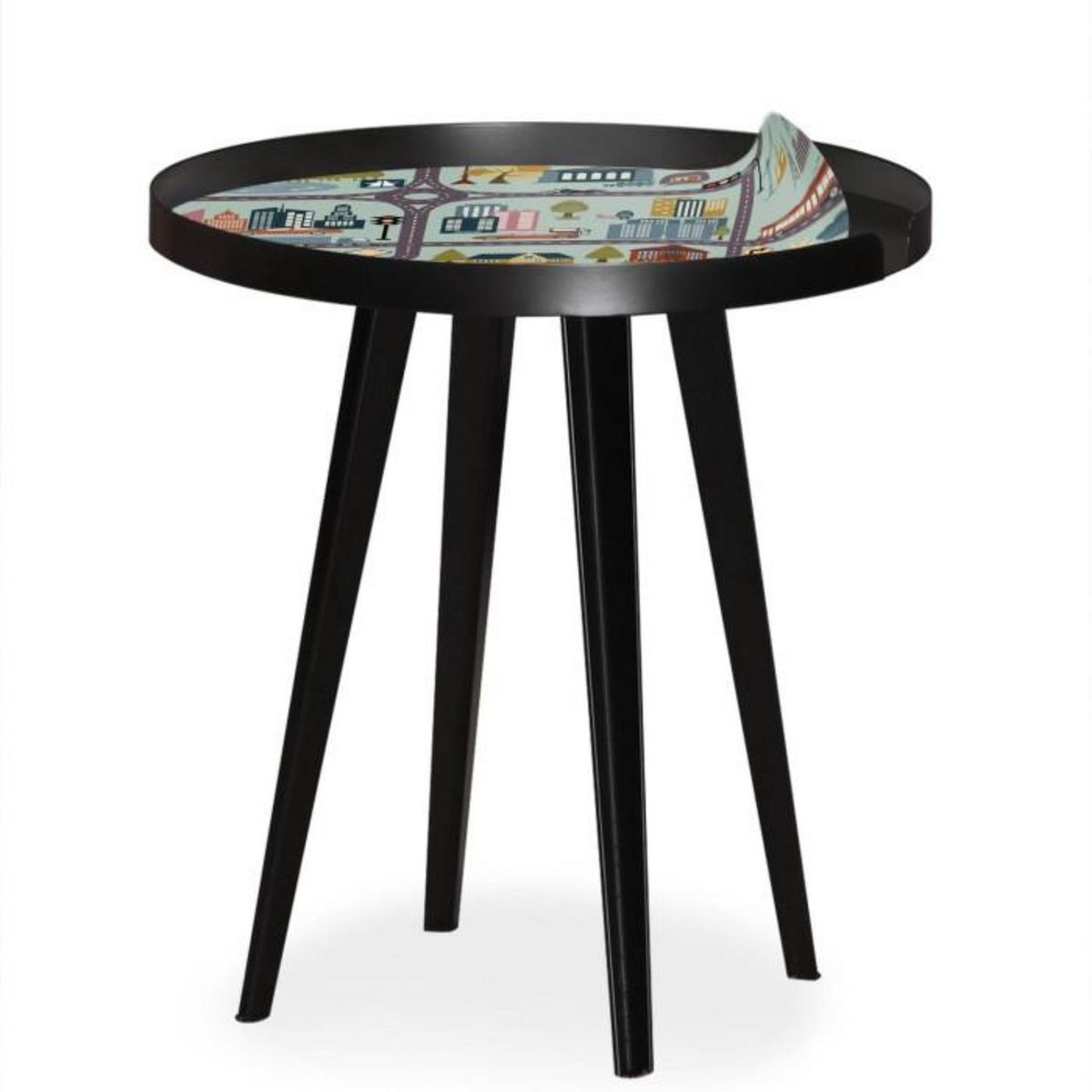 Paris Prix Table d'Appoint à Rebord 3 Covers  Kid  45cm Noir