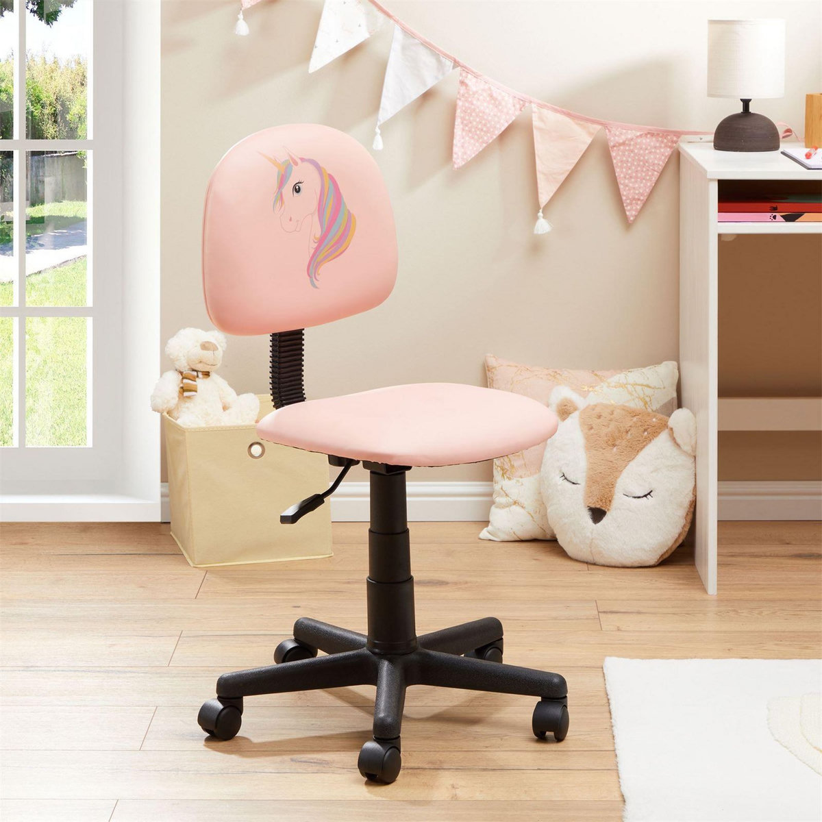 IDIMEX Chaise de bureau pour enfant UNICORN, revêtement synthétique avec motif licorne