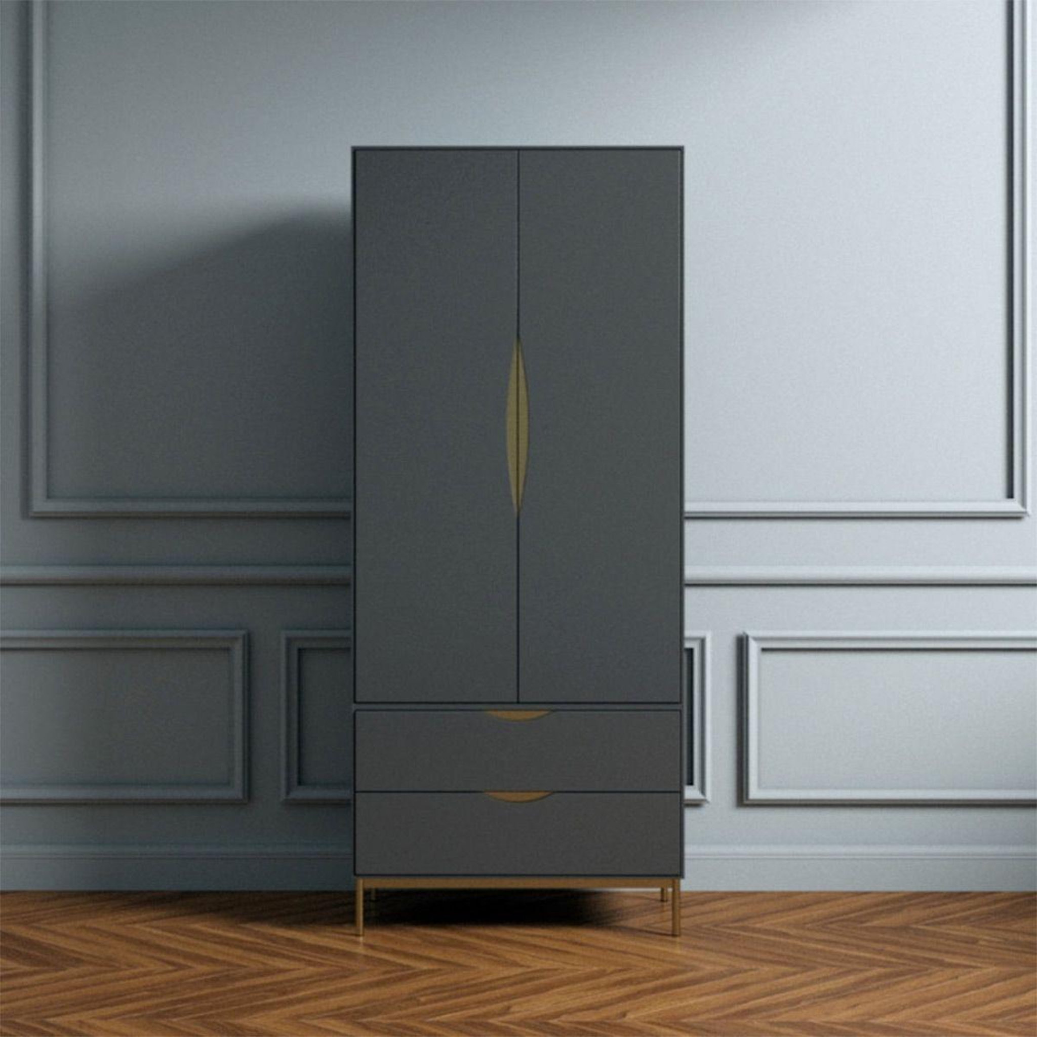 Voir la diapositive 5 : Paris Prix Armoire 2 portes design  kobe  195cm gris
