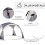 Voir la diapositive 6 : OUTSUNNY Tente de camping dôme familiale 6-8 personnes - 4 portes en filet zippées, tissu Oxford amovible, crochet lampe, sac de transport - dim. 350L x 350l x 230H cm - blanc gris