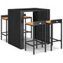 Voir la diapositive 2 : VIDAXL Ensemble de bar jardin 5 pcs noir poly rotin/bois massif acacia